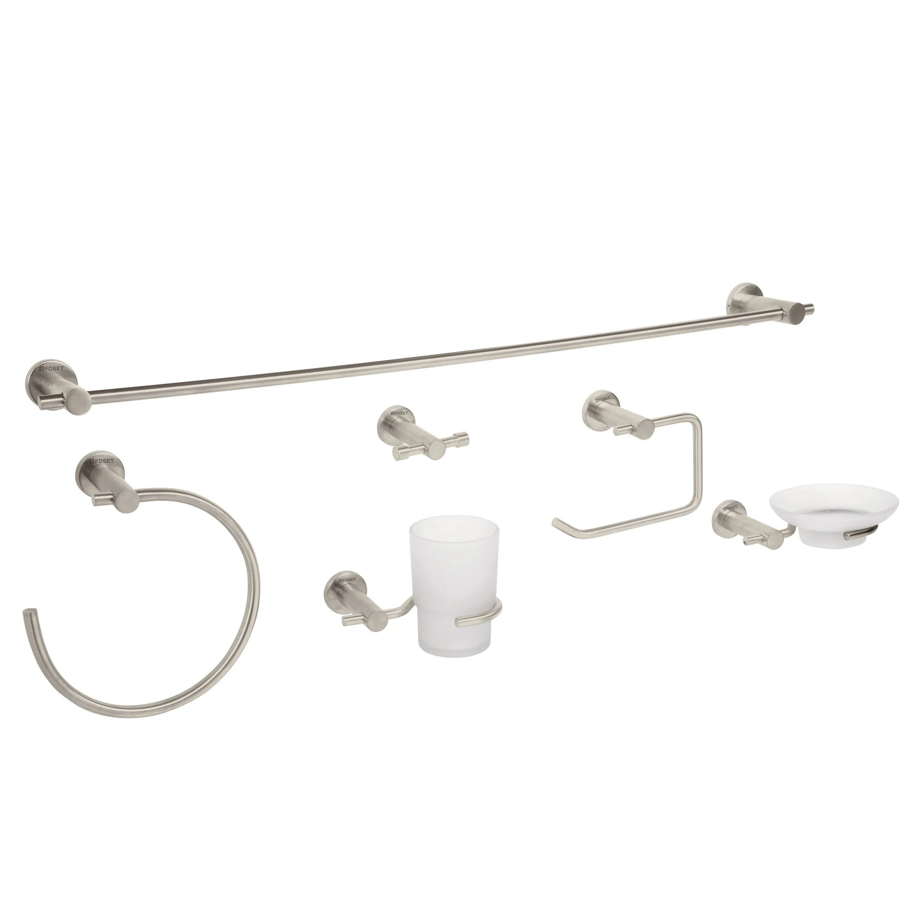 Juego de 6 accesorios para baño acabado satín, FOSET ELEMENT