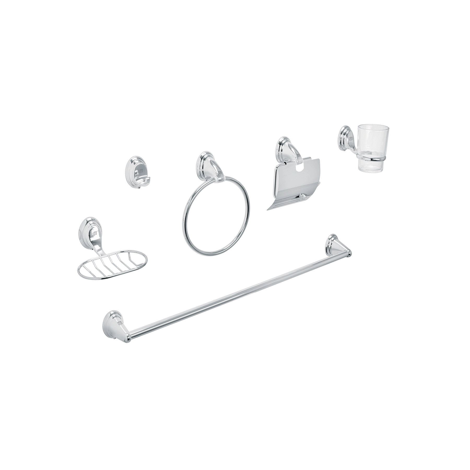 Juego de 6 accesorios para baño, cromo, FOSET AQUA