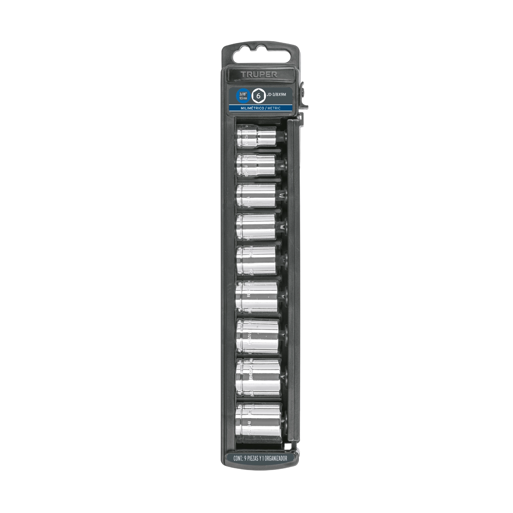 Juego de 9 dados cuadro 3/8' mm, TRUPER