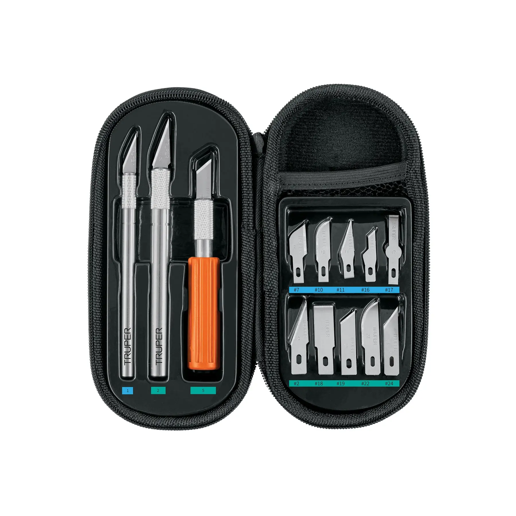 Juego de exactos profesional con 13 cuchillas,estuche,TRUPER