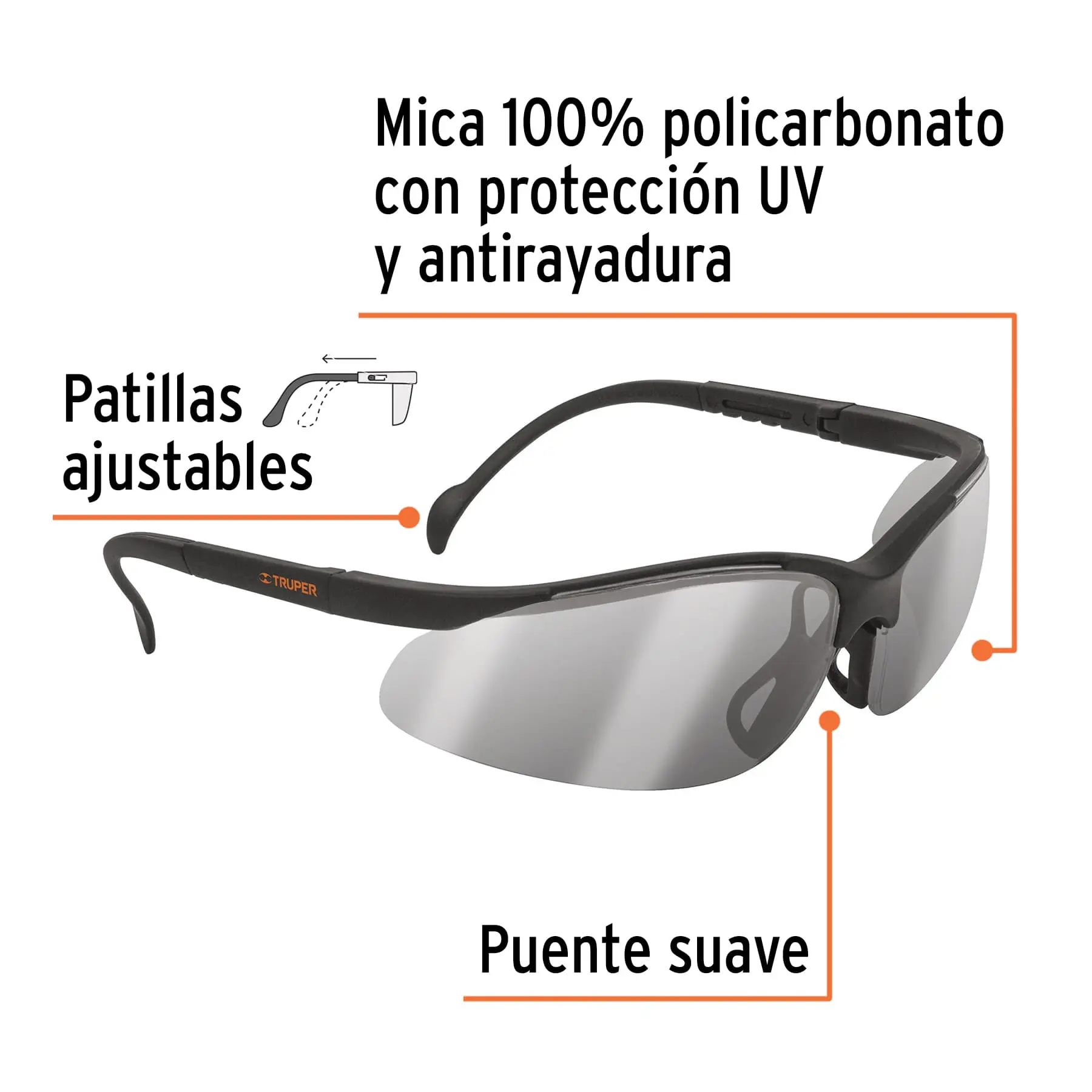Lentes de seguridad espejo plata, TRUPER Vision
