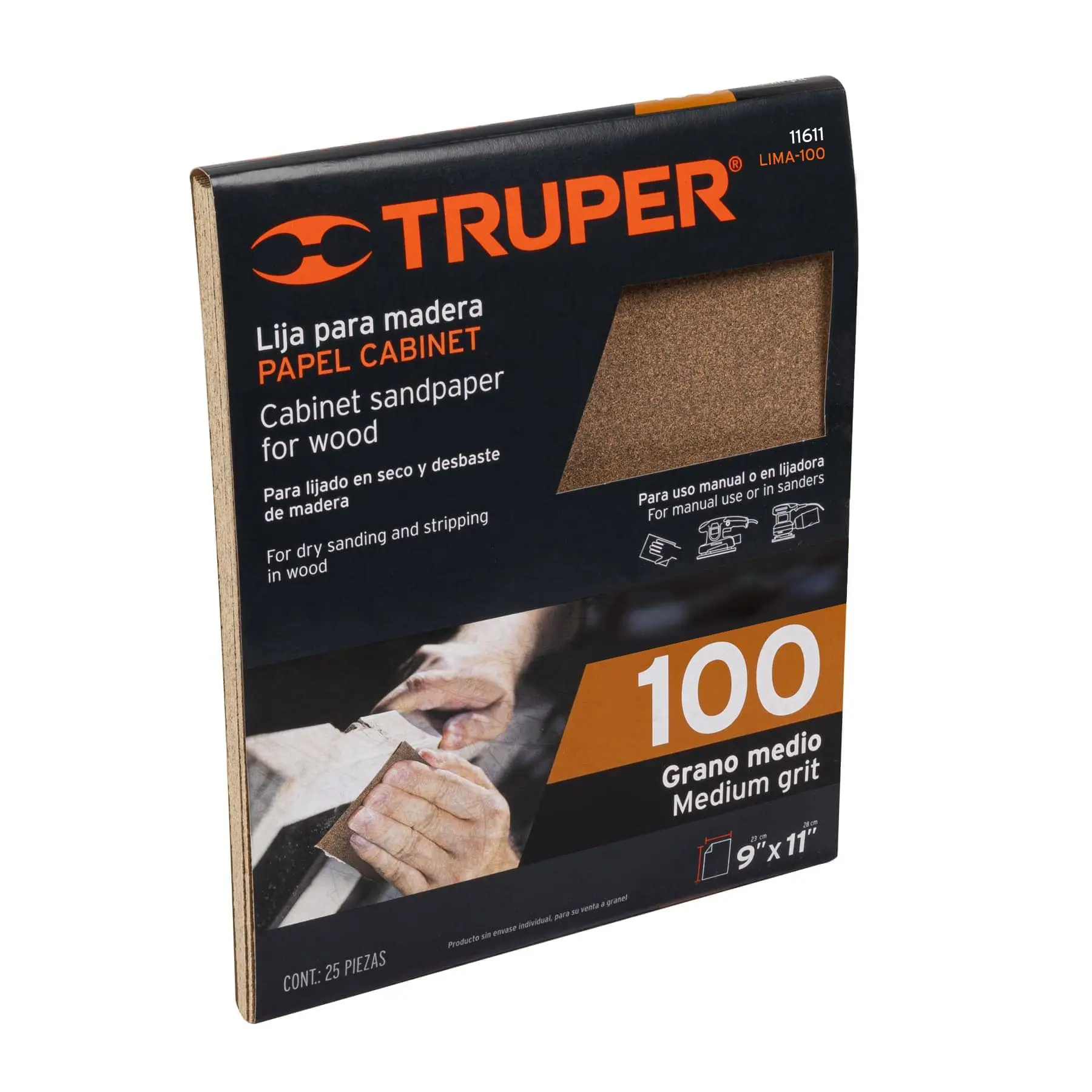 Lija para madera papel cabinet, grano 100, TRUPER