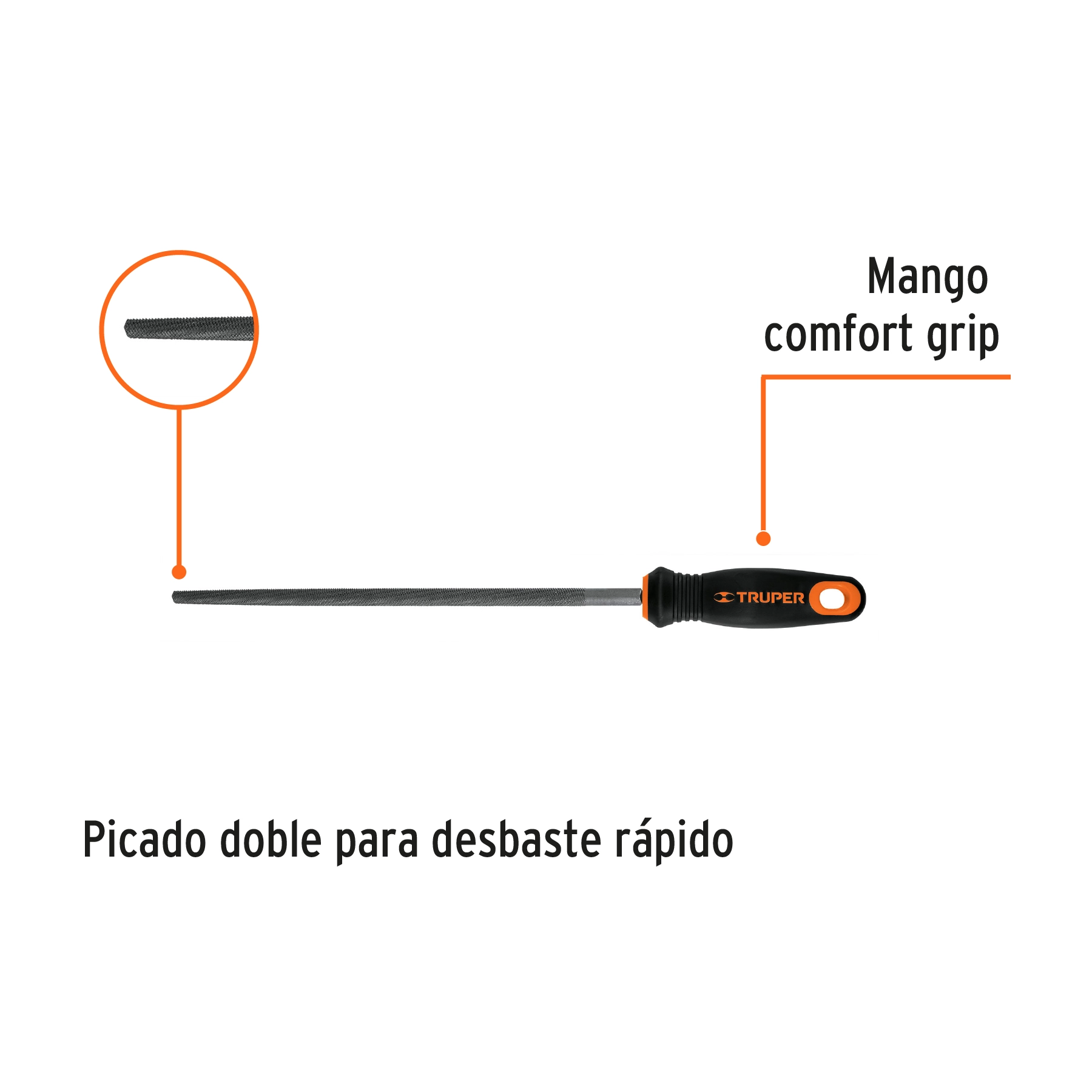 Lima redonda bastarda 10' con mango Comfort Grip, TRUPER