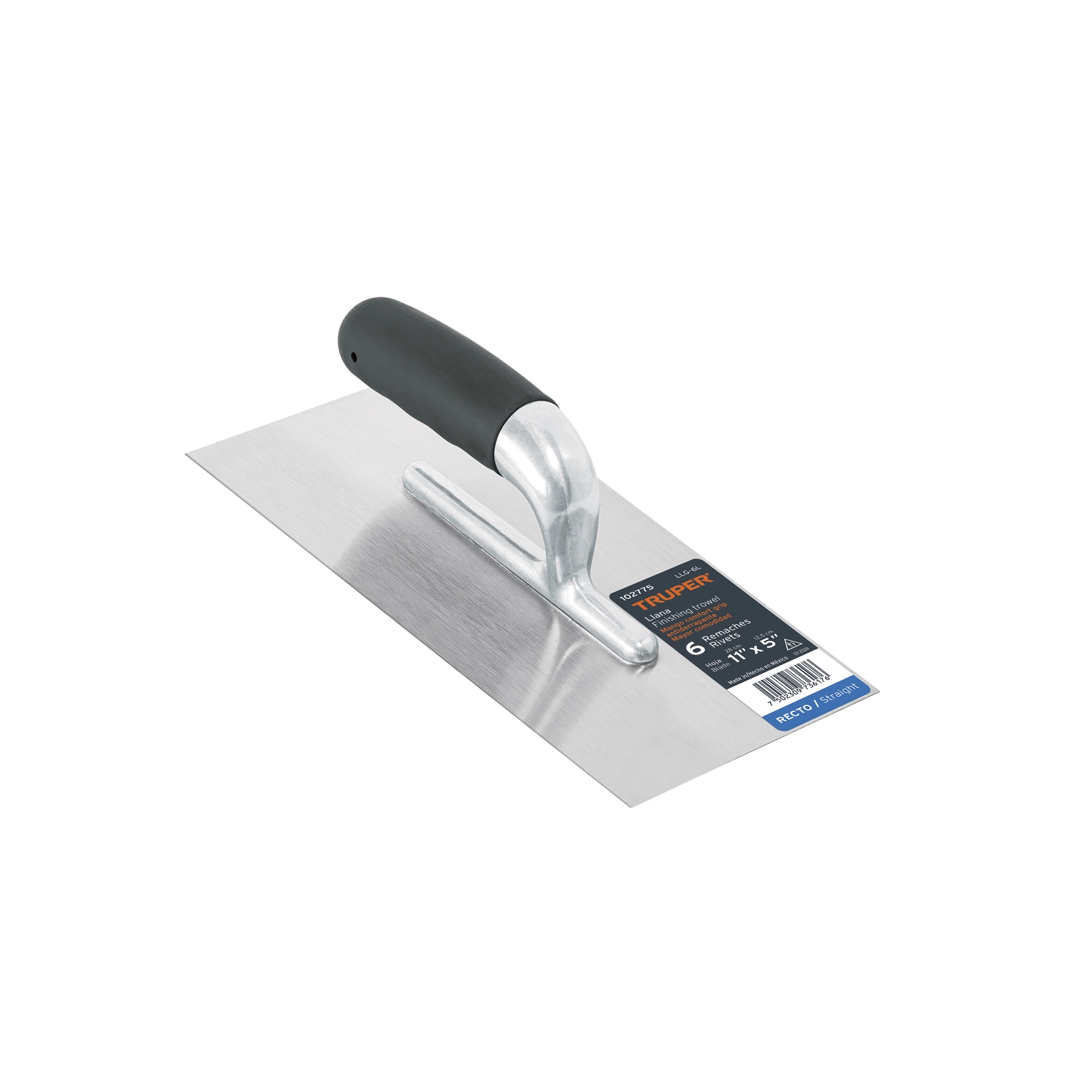 Llana 11' canto recto, 6 remaches, mango Comfort Grip,TRUPER