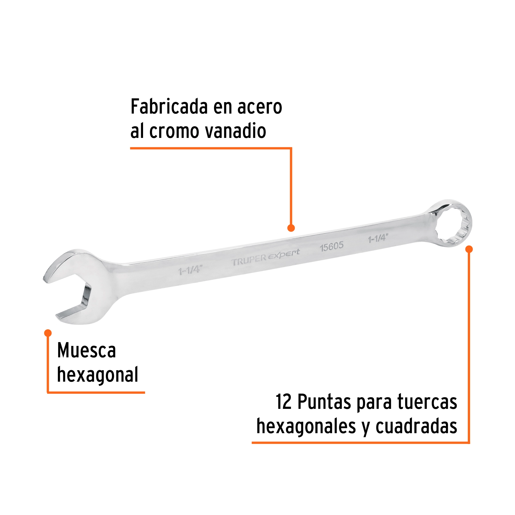 Llave combinada extralarga 1-1/4' x 428 mm de largo, EXPERT
