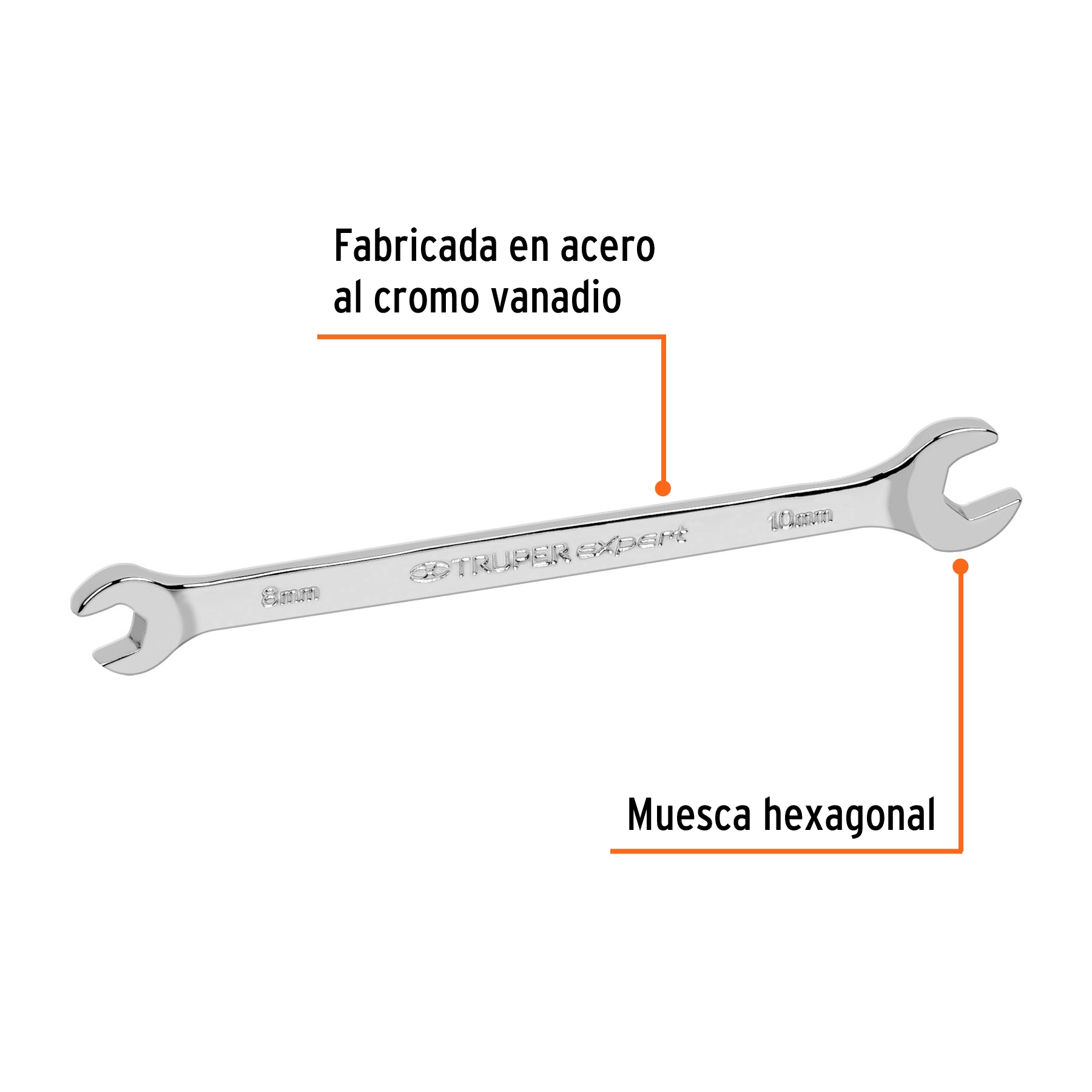 Llave española 8 x 10 x 145 mm de largo, TRUPER EXPERT