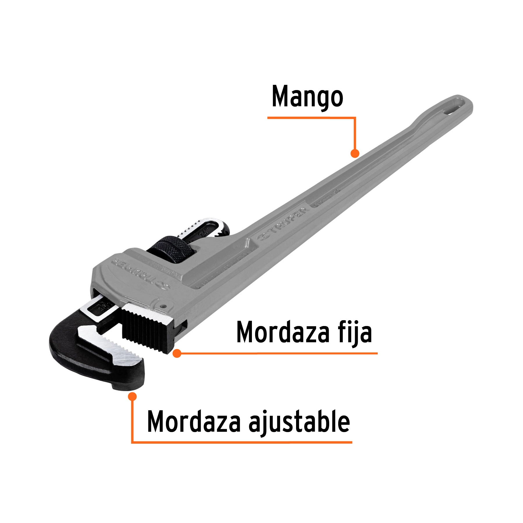 Llave stilson 24' cuerpo de aluminio, TRUPER