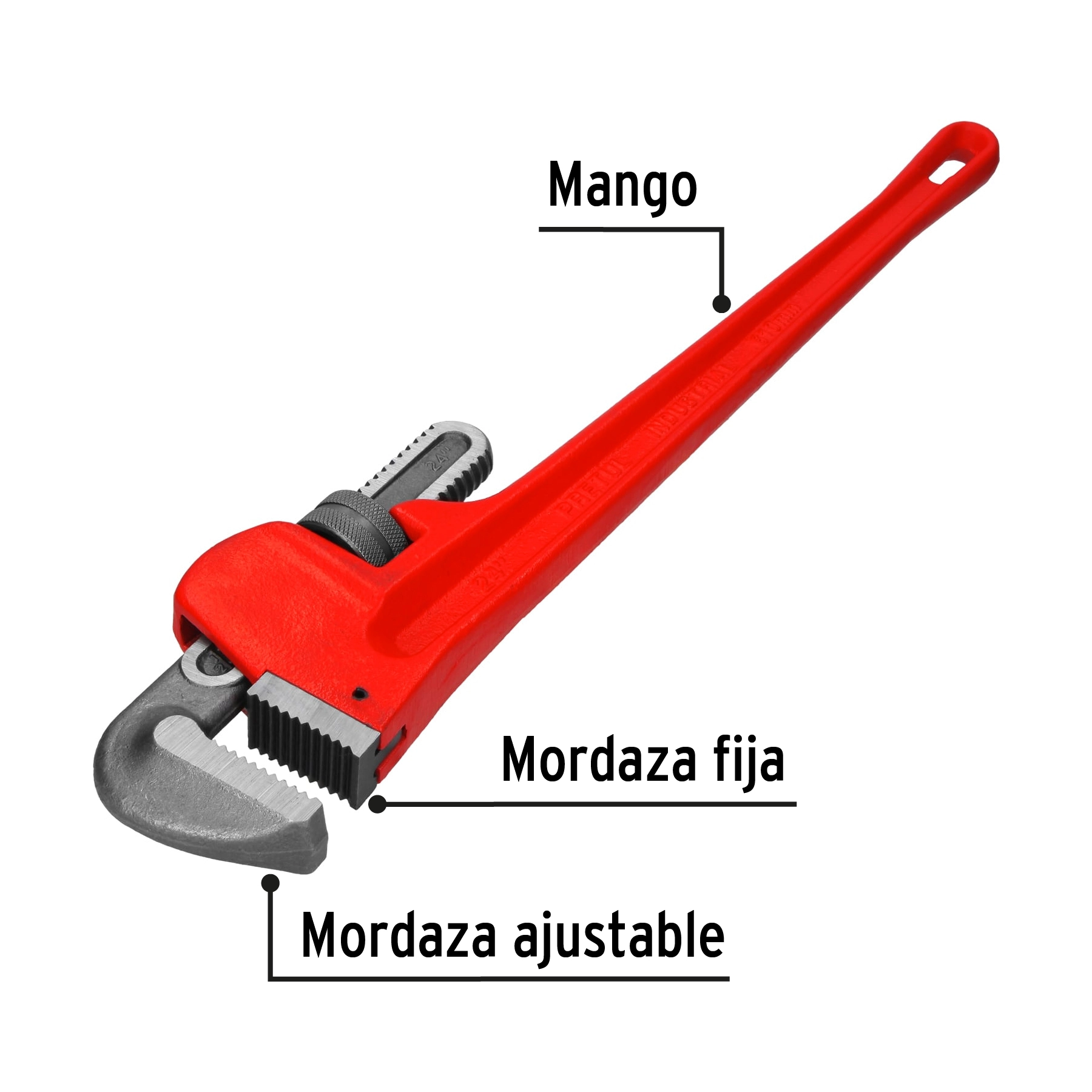Llave stilson 24' cuerpo de hierro maleable, PRETUL