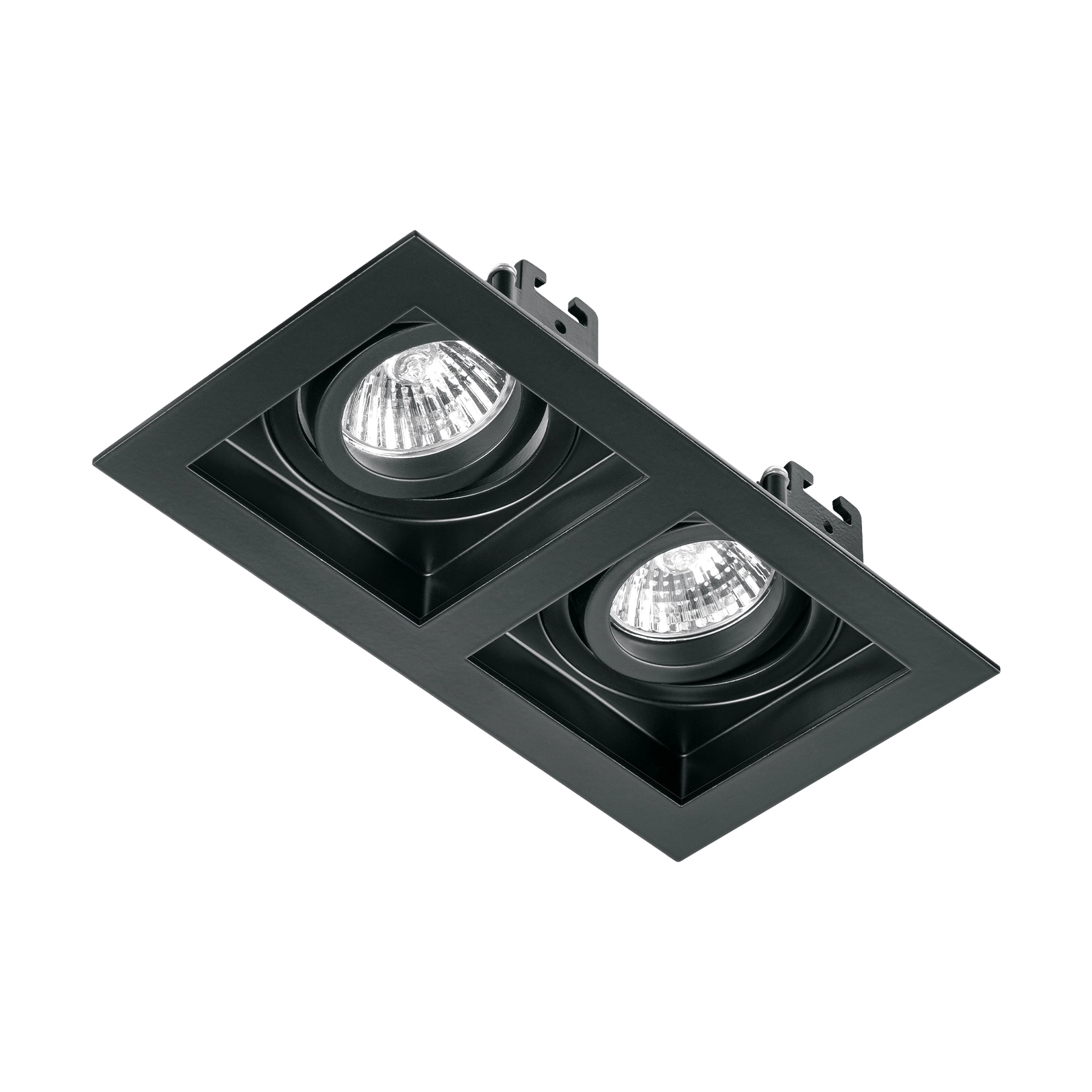 Luminario empotrable con 2 spots dirigibles, negro, VOLTECK
