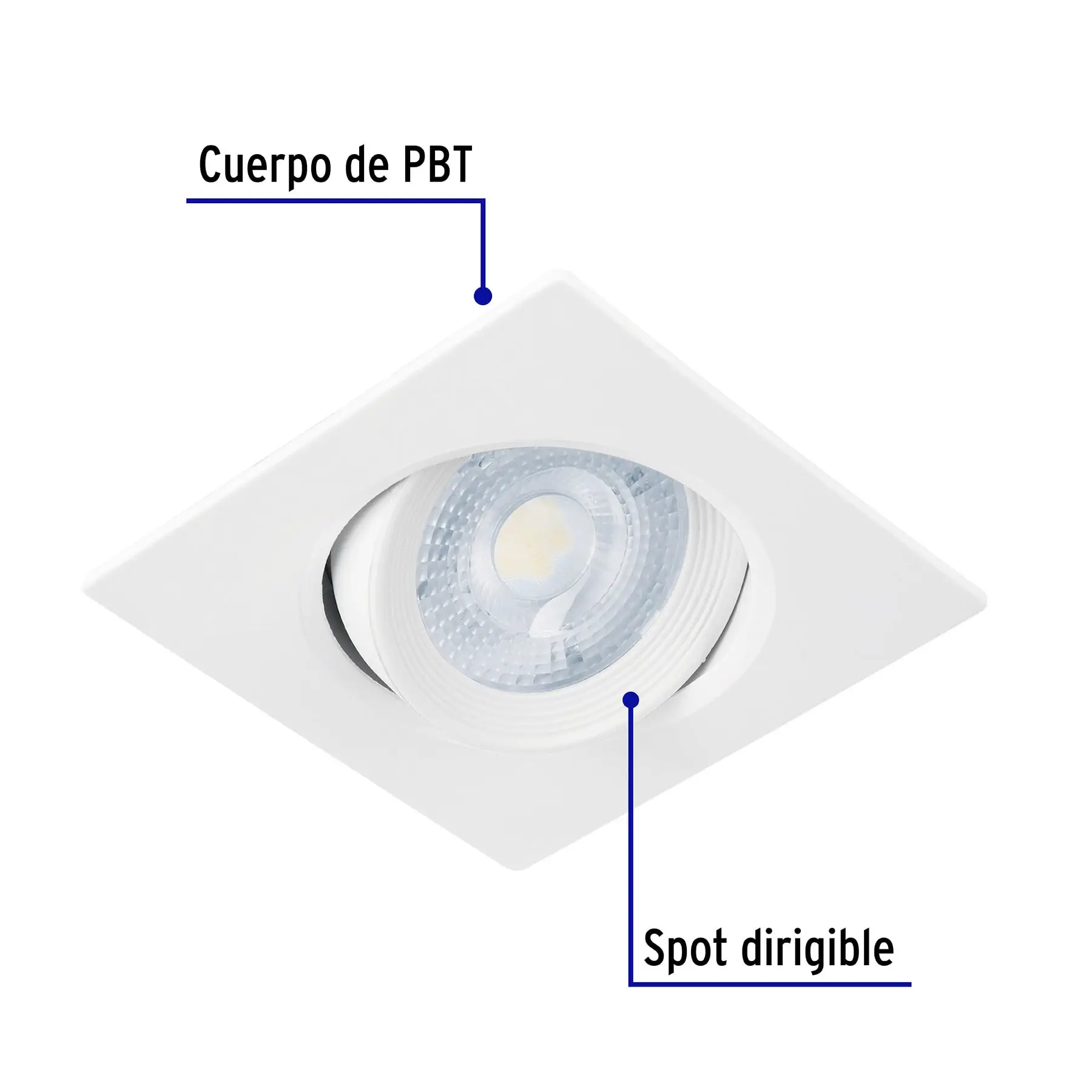Luminario LED empotrable 5W 6500K, cuadrado, blanco, VOLTECK