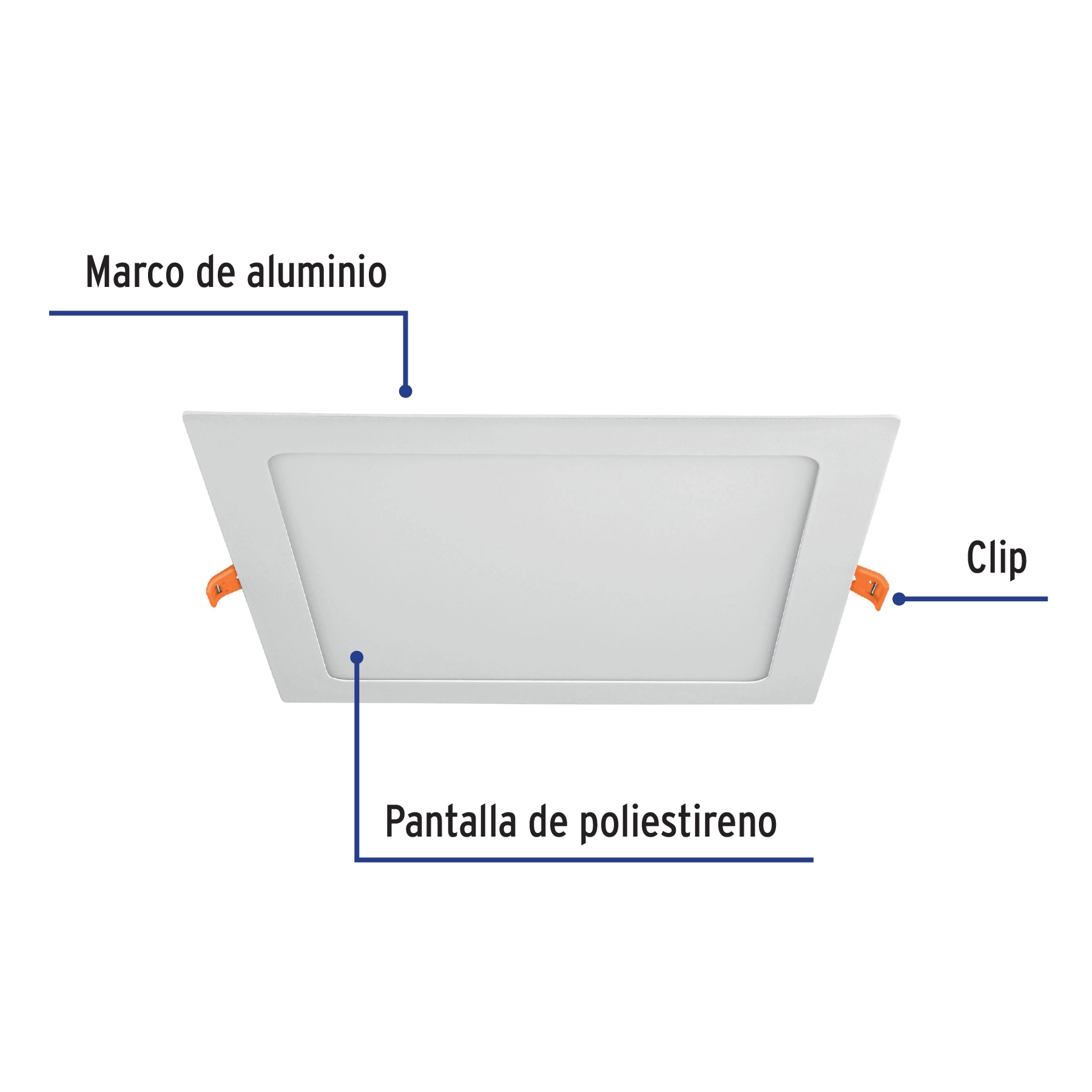 Luminario LED plafón 18W 3000K ultradelgado cuadrado VOLTECK