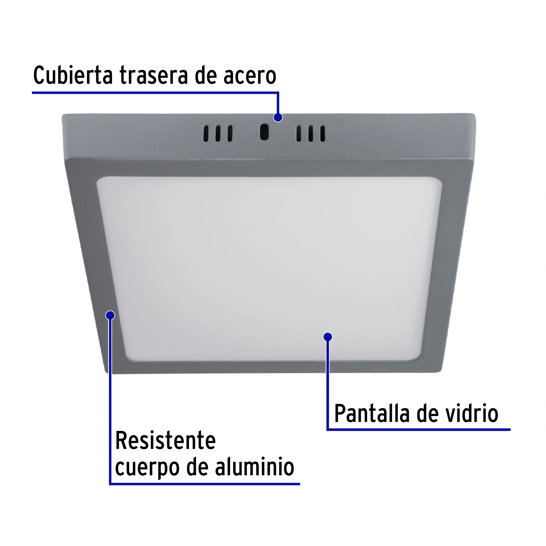 Luminario LED plafón 18W 6500K, cuadrado, gris, VOLTECK