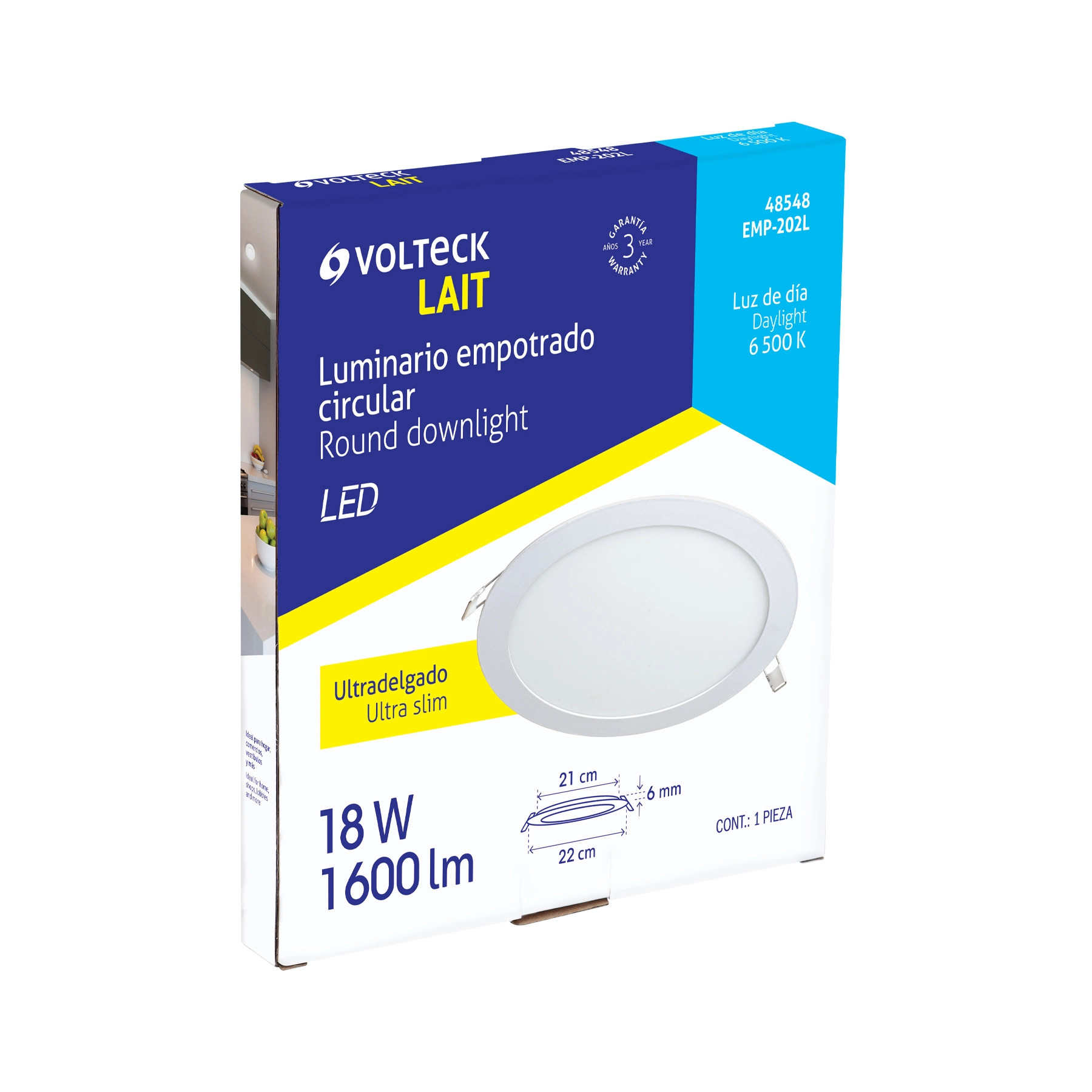 Luminario LED plafón 18W 6500K ultradelgado redondo, VOLTECK