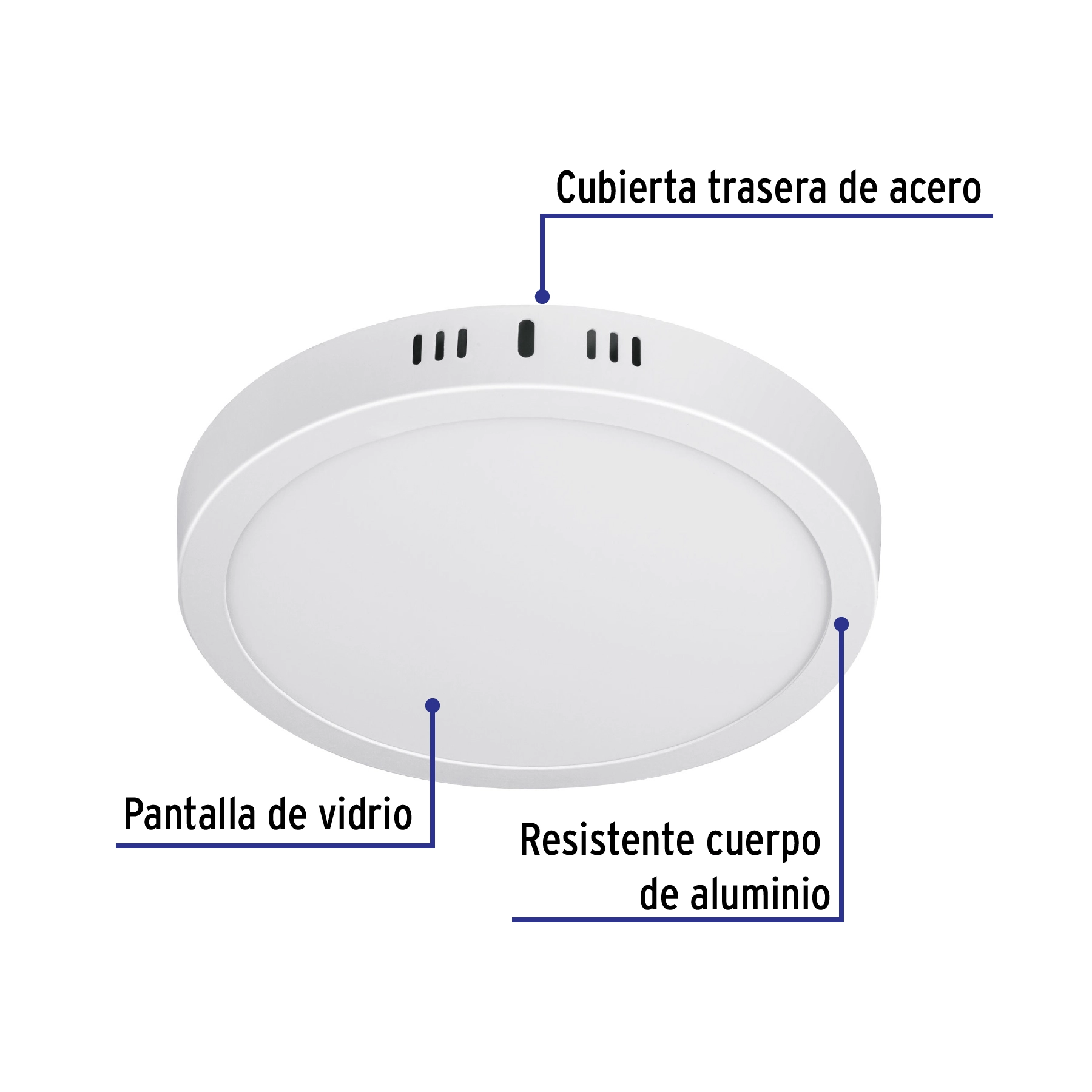Luminario LED plafón18W 3000K, redondo, blanco, VOLTECK