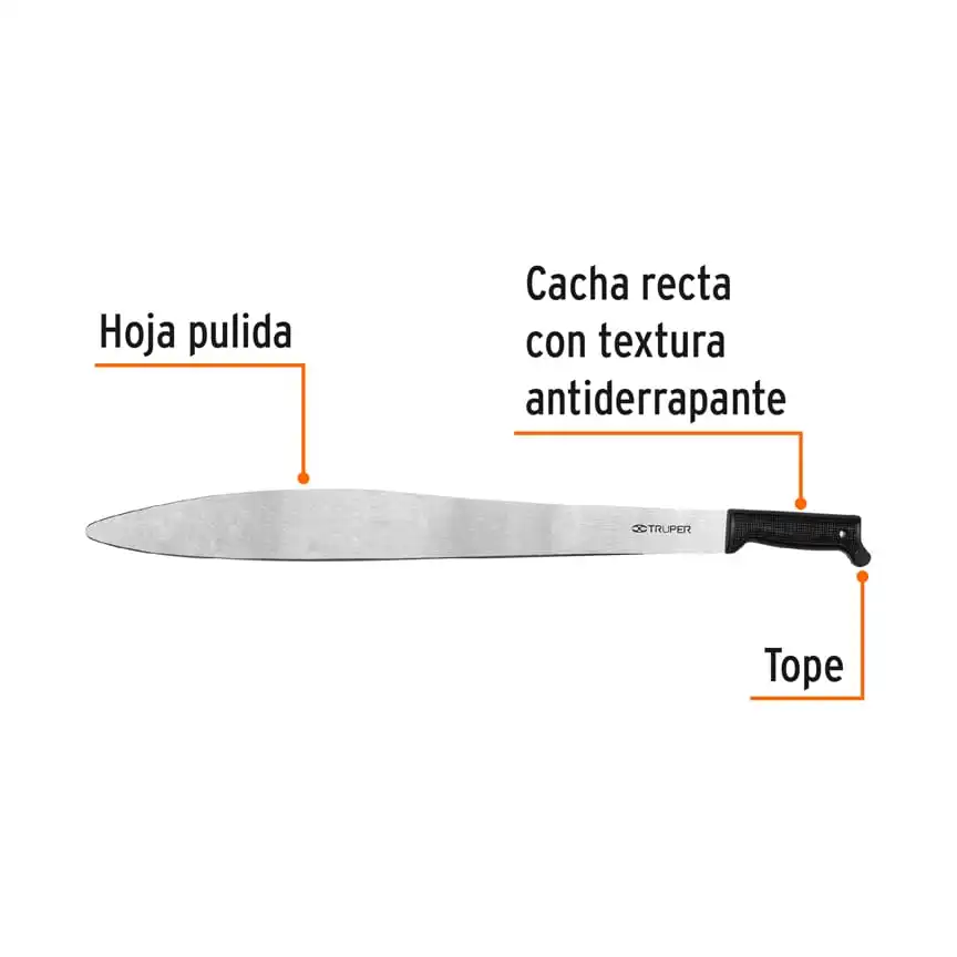 Machete acapulqueño de 24' cacha negra inyectada, TRUPER