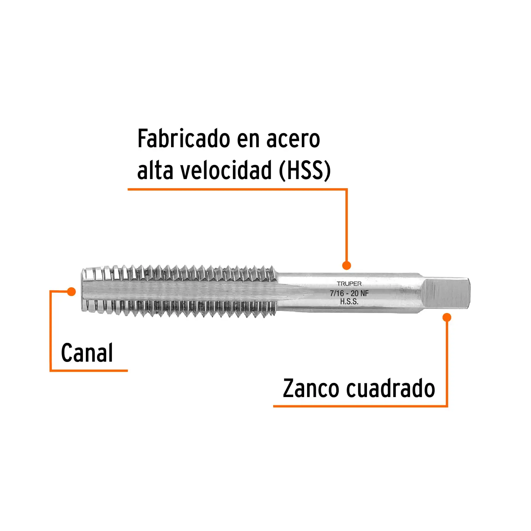 Machuelo semicónico 7/16' x 20 cuerda fina, TRUPER