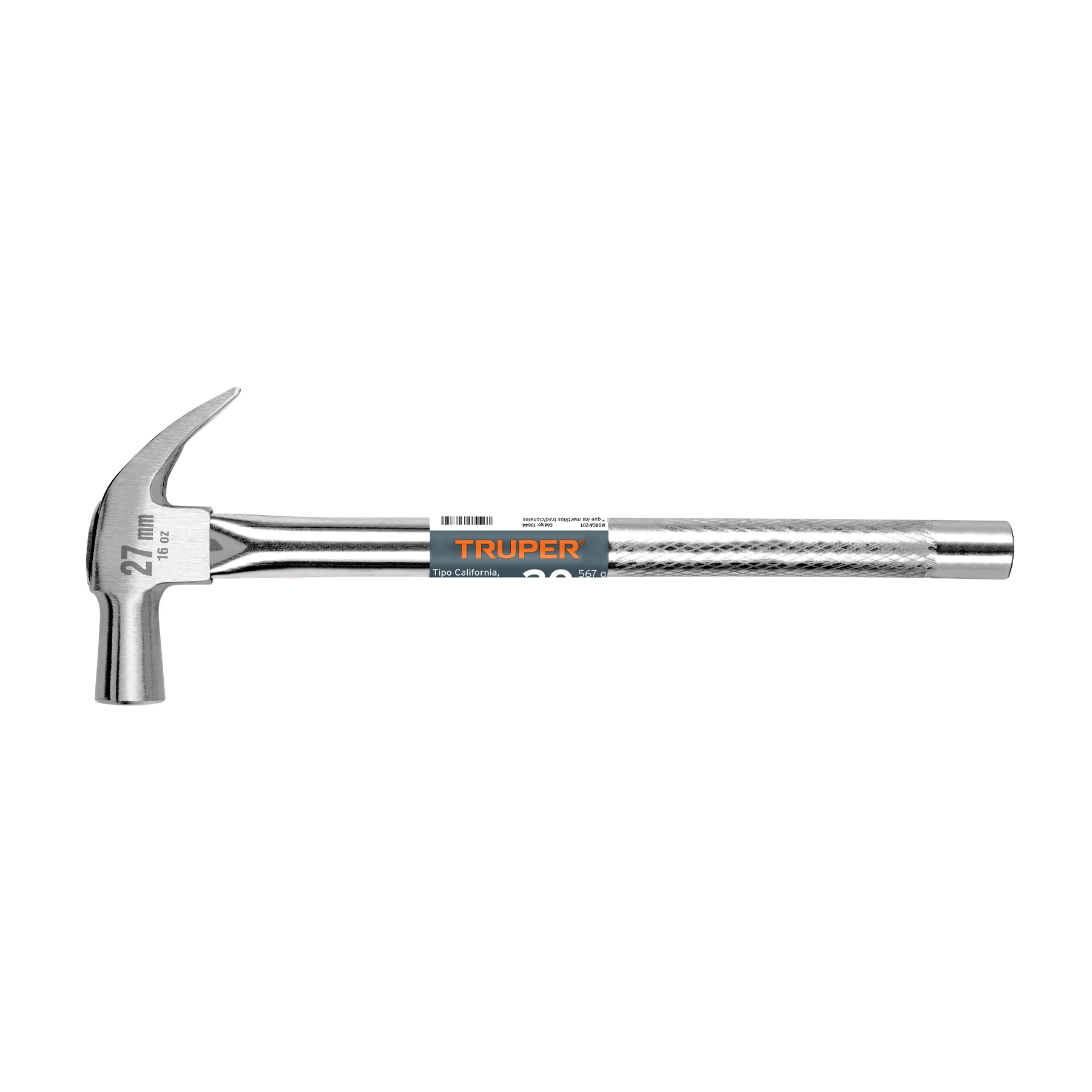 Martillo cabeza cónica 27 mm uña curva, mango tubular,TRUPER