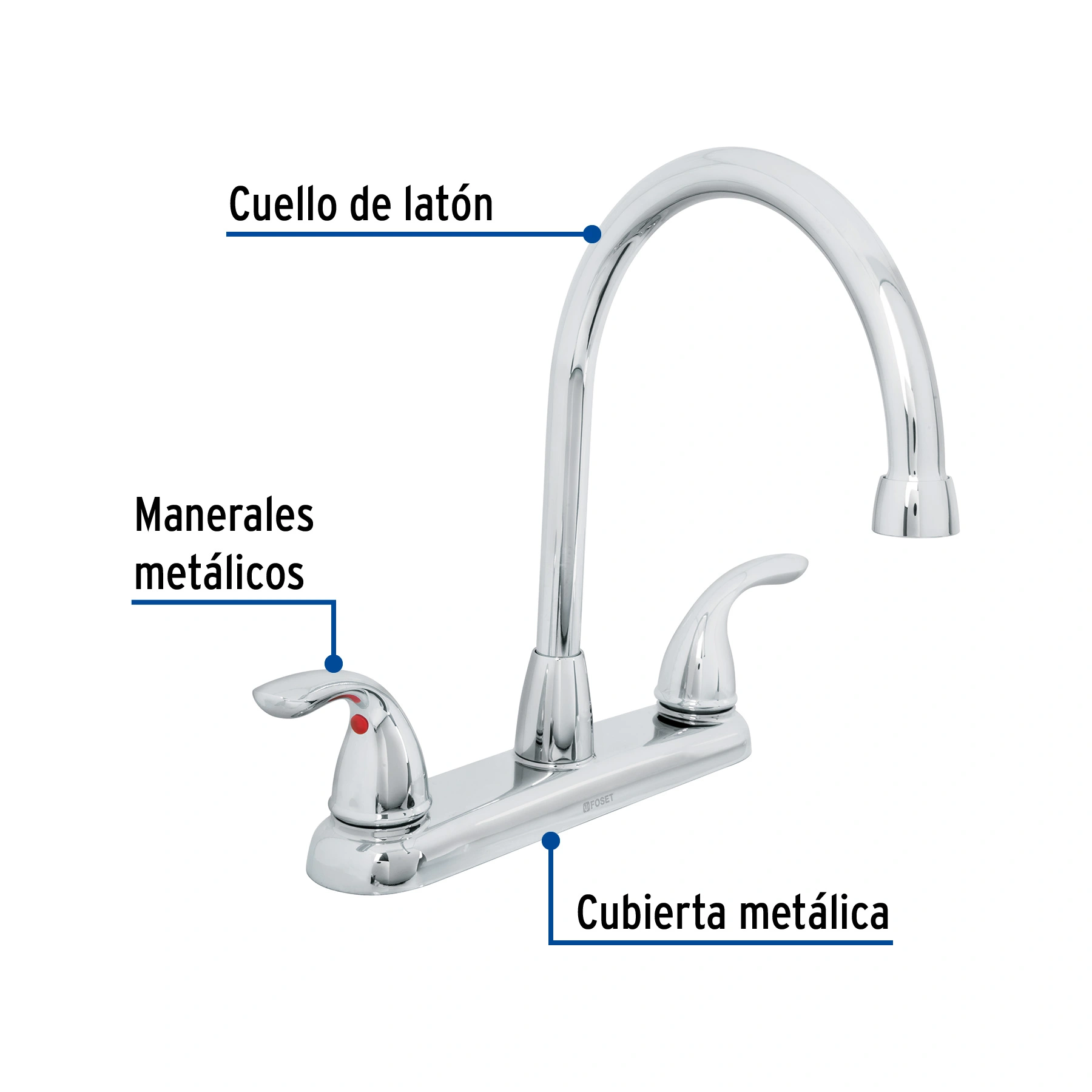 Mezcladora 8' cuello alto para fregadero, FOSET AERO