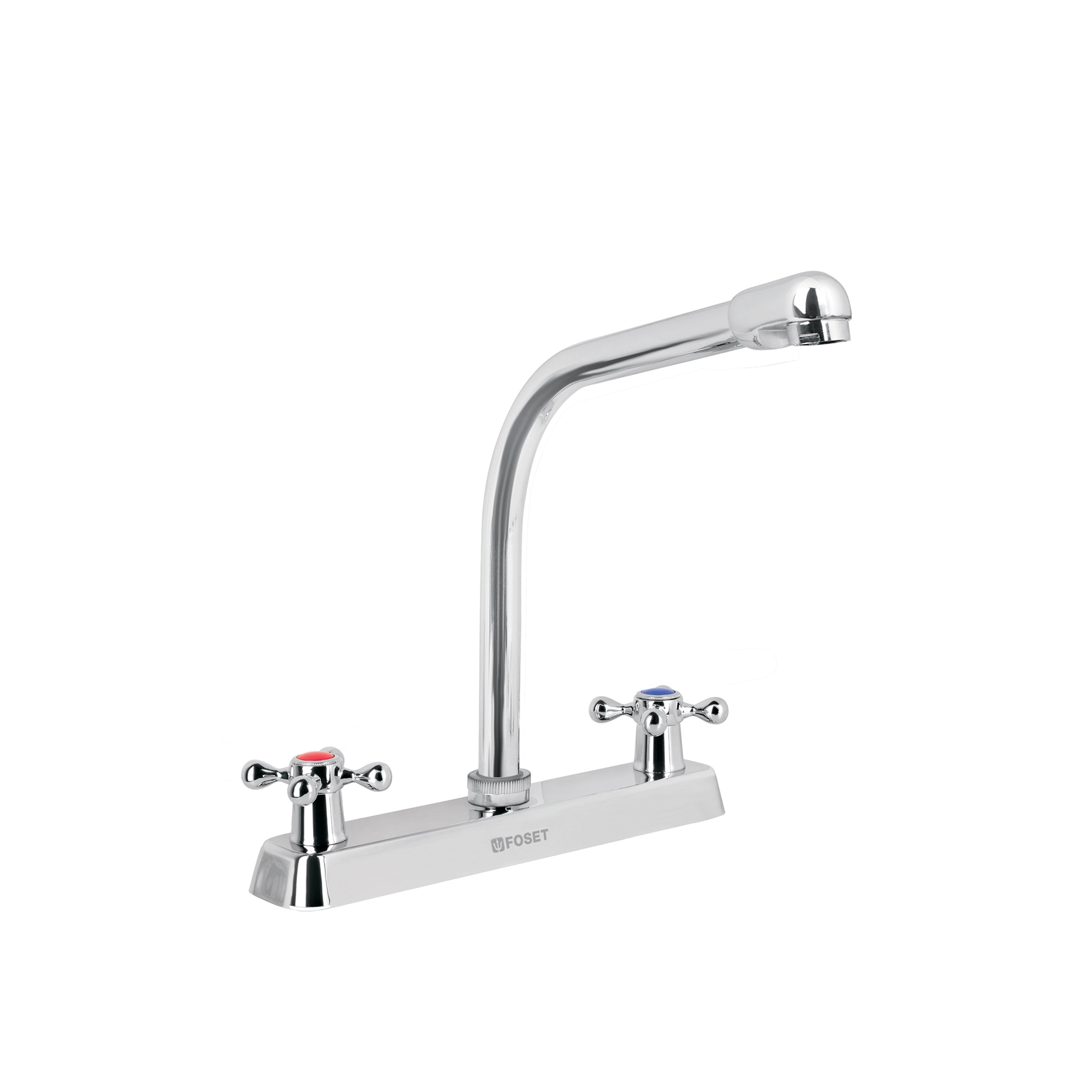 Mezcladora 8' fregadero cromo, cuello cobra, cruceta, BASIC