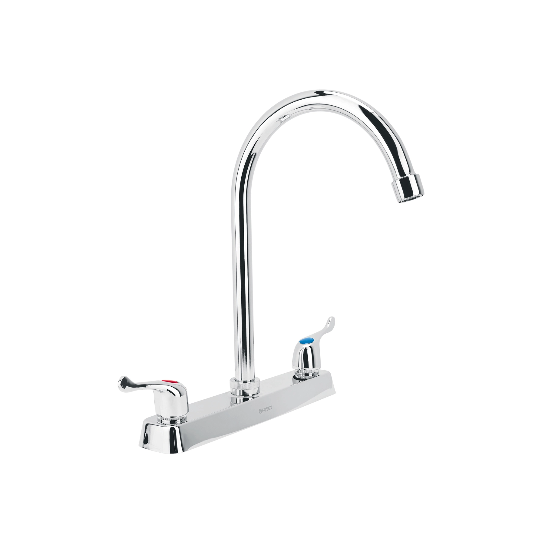 Mezcladora 8' fregadero cromo, cuello curvo, palanca, BASIC