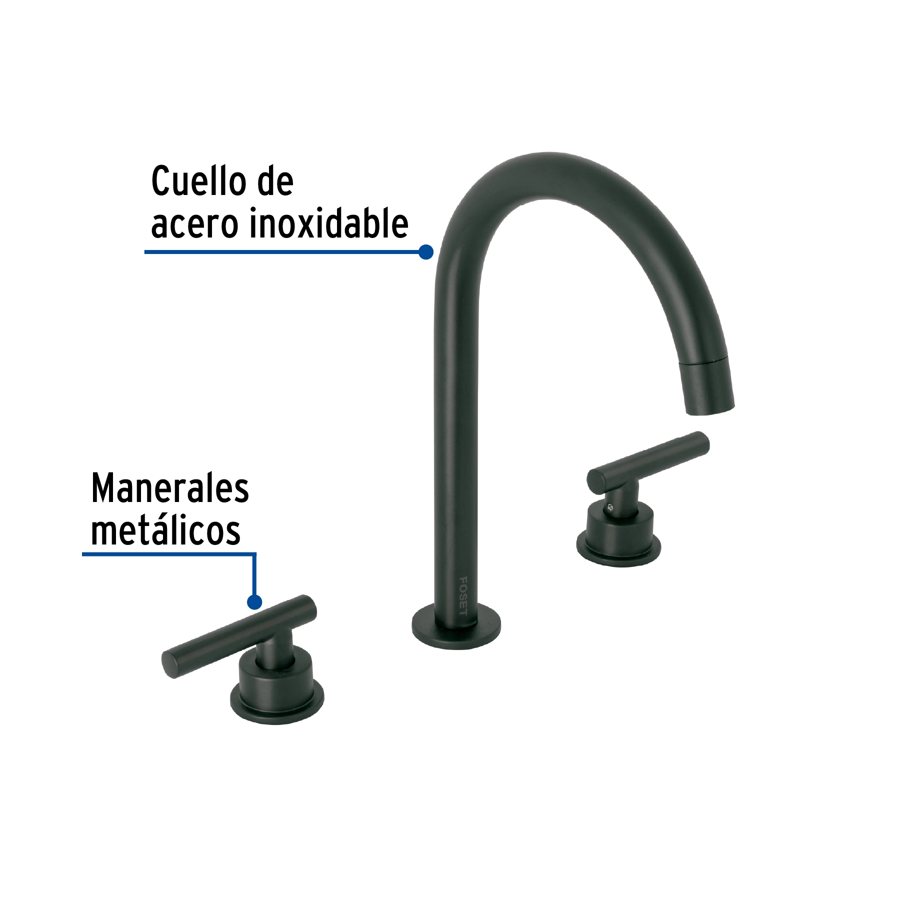 Mezcladora p/lavabo,taladros separados,palanca, negro, TÚBIG