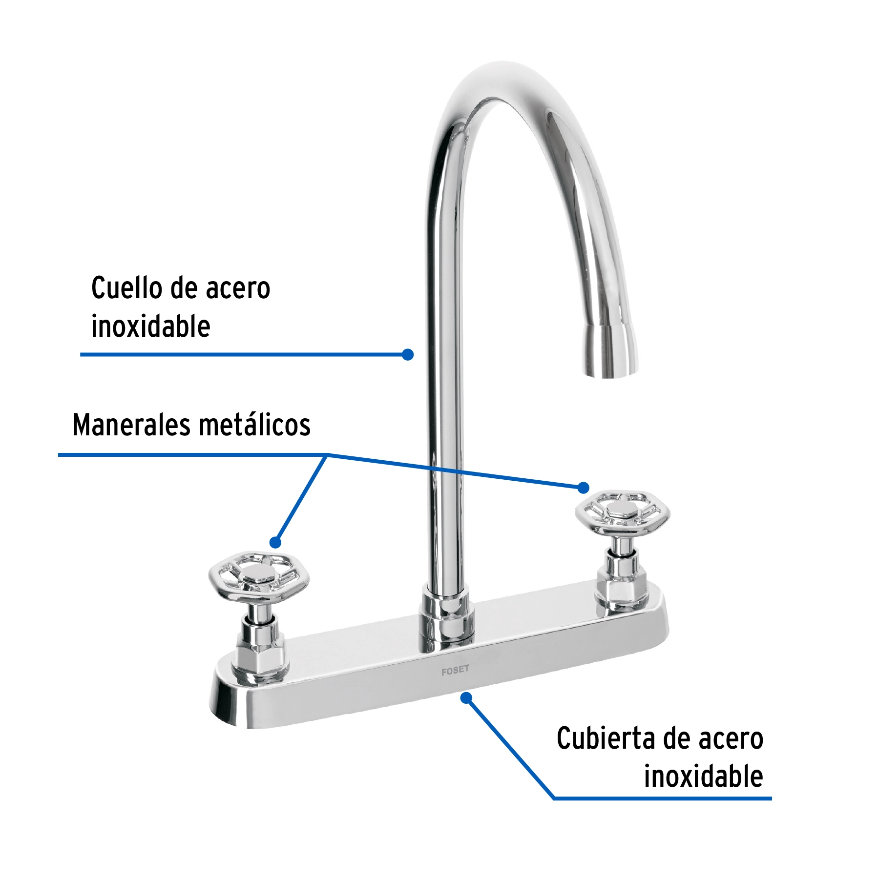 Mezcladora para fregadero, manerales redondos, cromo, TÚBIG
