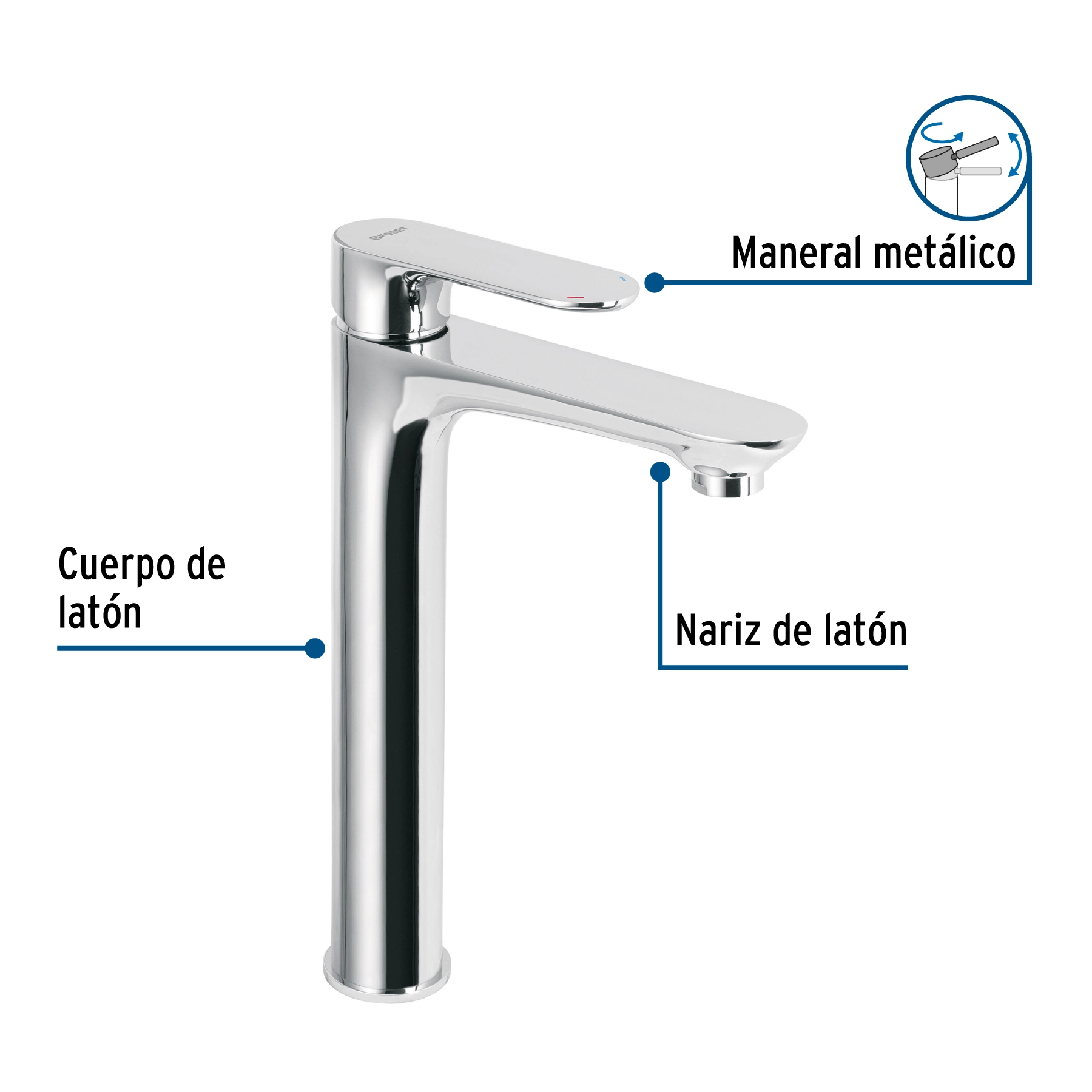 Monomando alto para lavabo, cromo, FOSET RIVIERA
