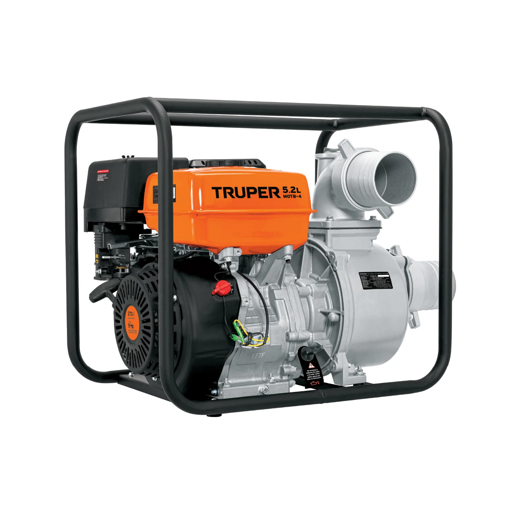 Motobomba autocebante 4'x4', gasolina 9HP, agrícola, TRUPER