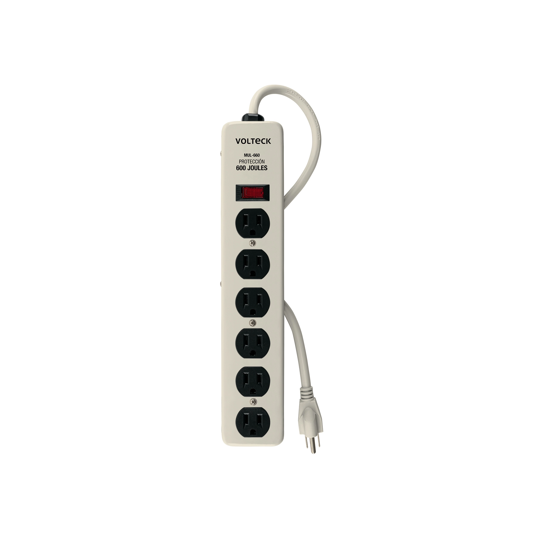 Multicontacto 14 AWG 6 entradas supresor de picos 600 joules
