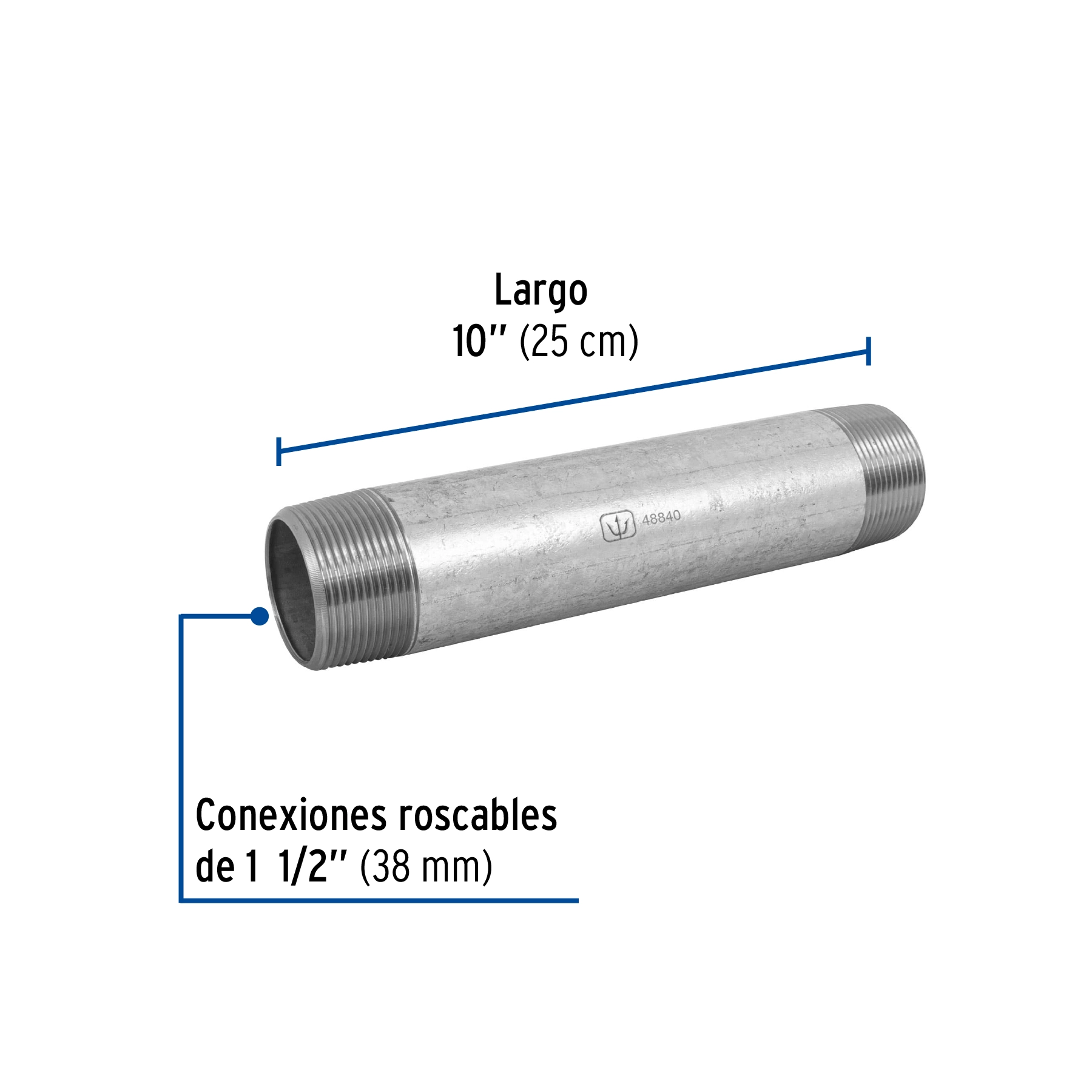 Niple de acero galvanizado 1-1/2 x 10', FOSET