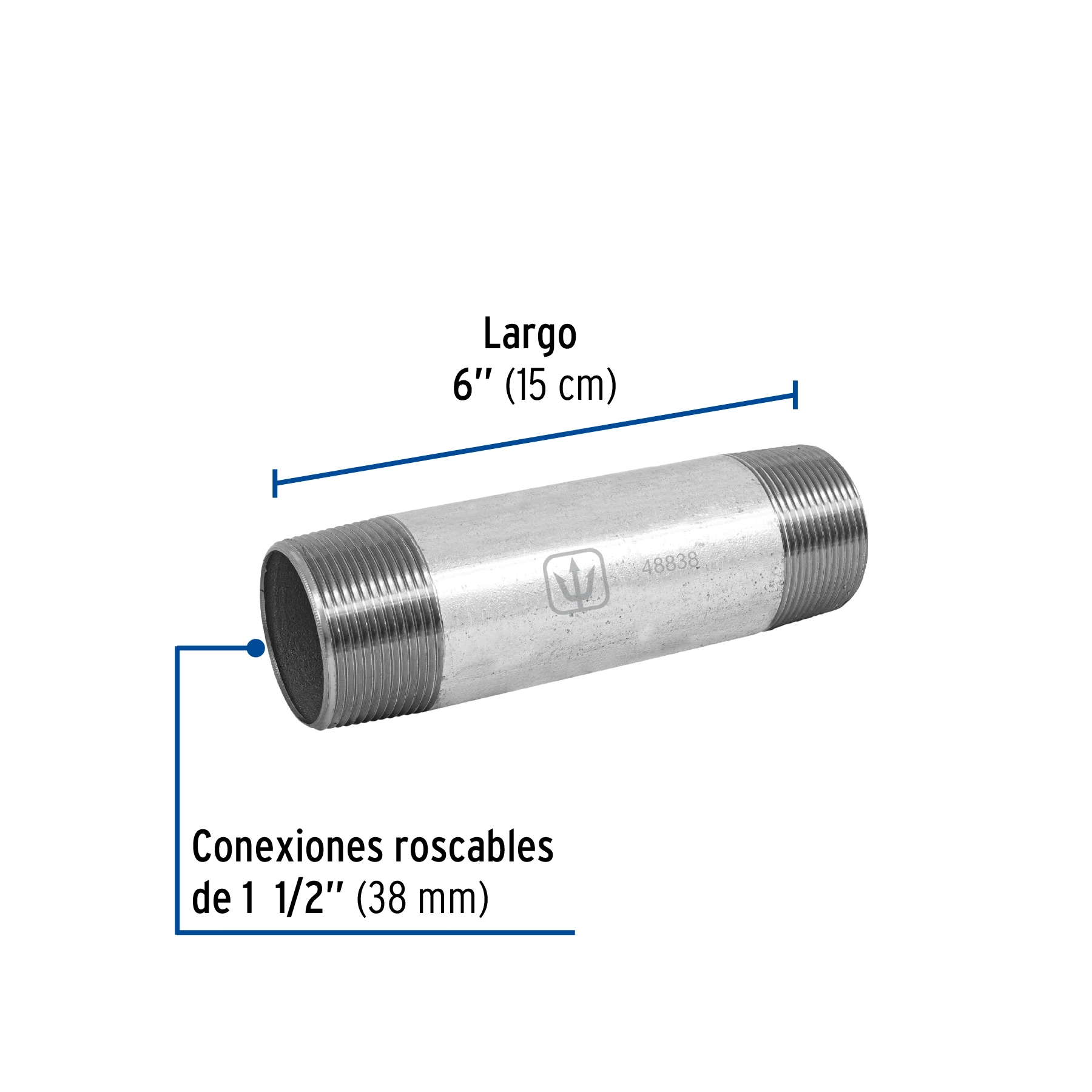 Niple de acero galvanizado 1-1/2 x 6', FOSET