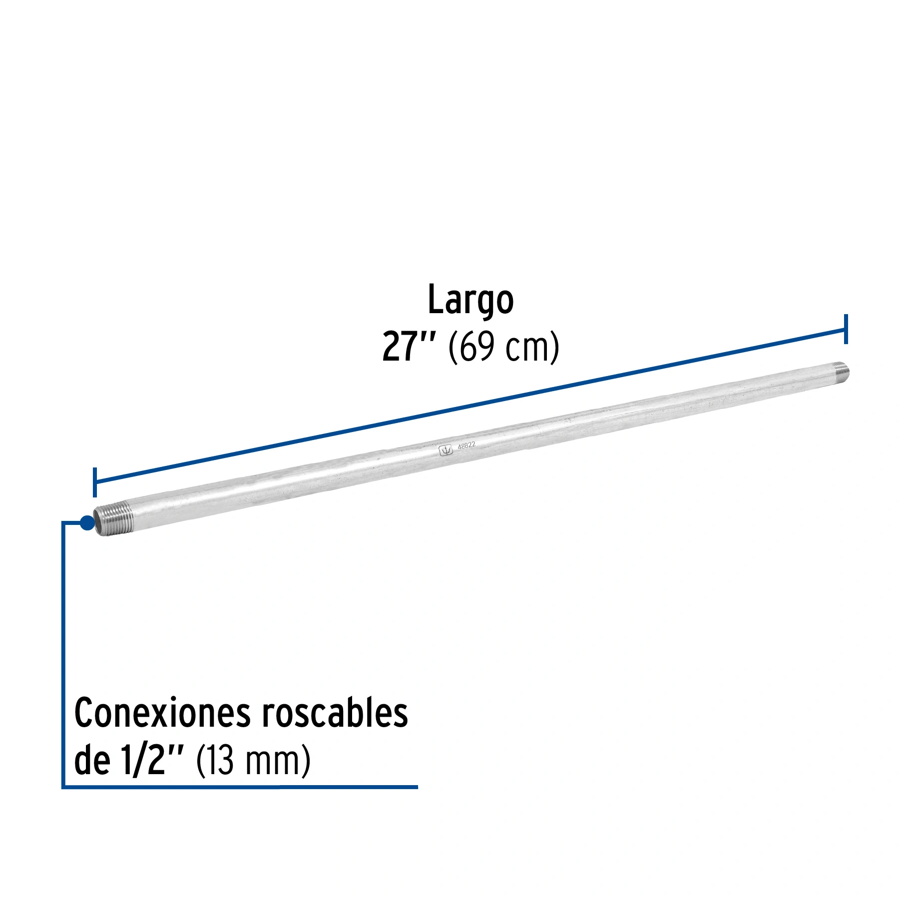 Niple de acero galvanizado 1/2 x 27', FOSET
