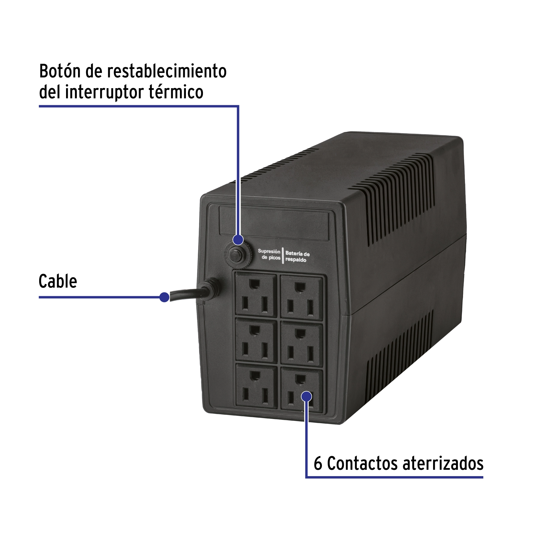 No Break 700 VA / 360 W con 6 contactos, VOLTECK