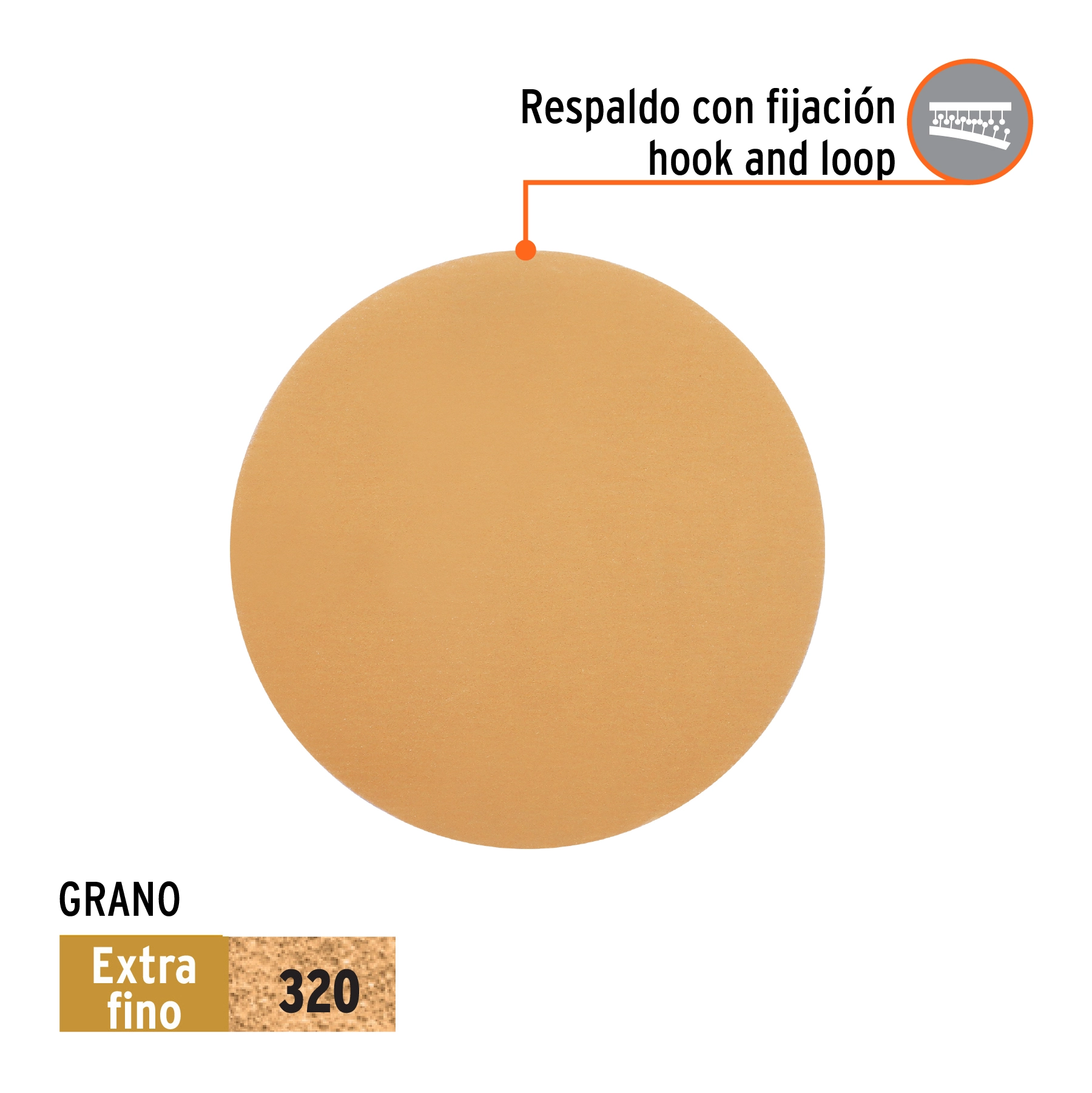 Paquete con 5 discos de lija 5' grano 320, ciegos, TRUPER