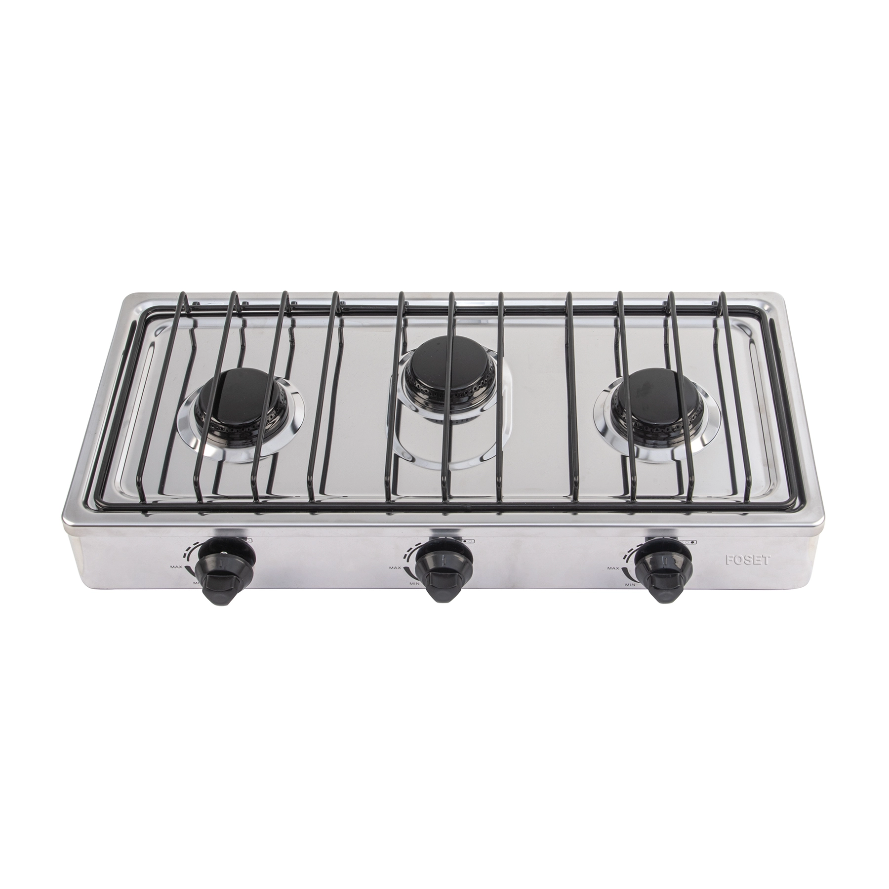 Parrilla de gas de sobreponer 3 quemadores, inox, FOSET