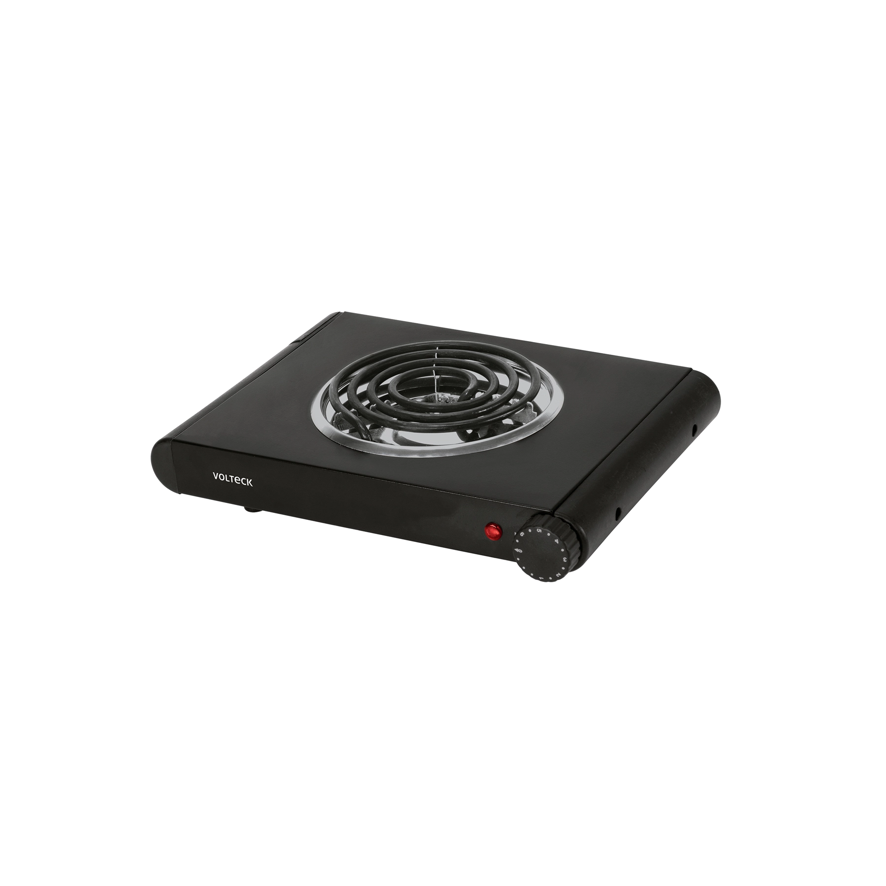 Parrilla eléctrica 1 quemador espiral, negra, VOLTECK
