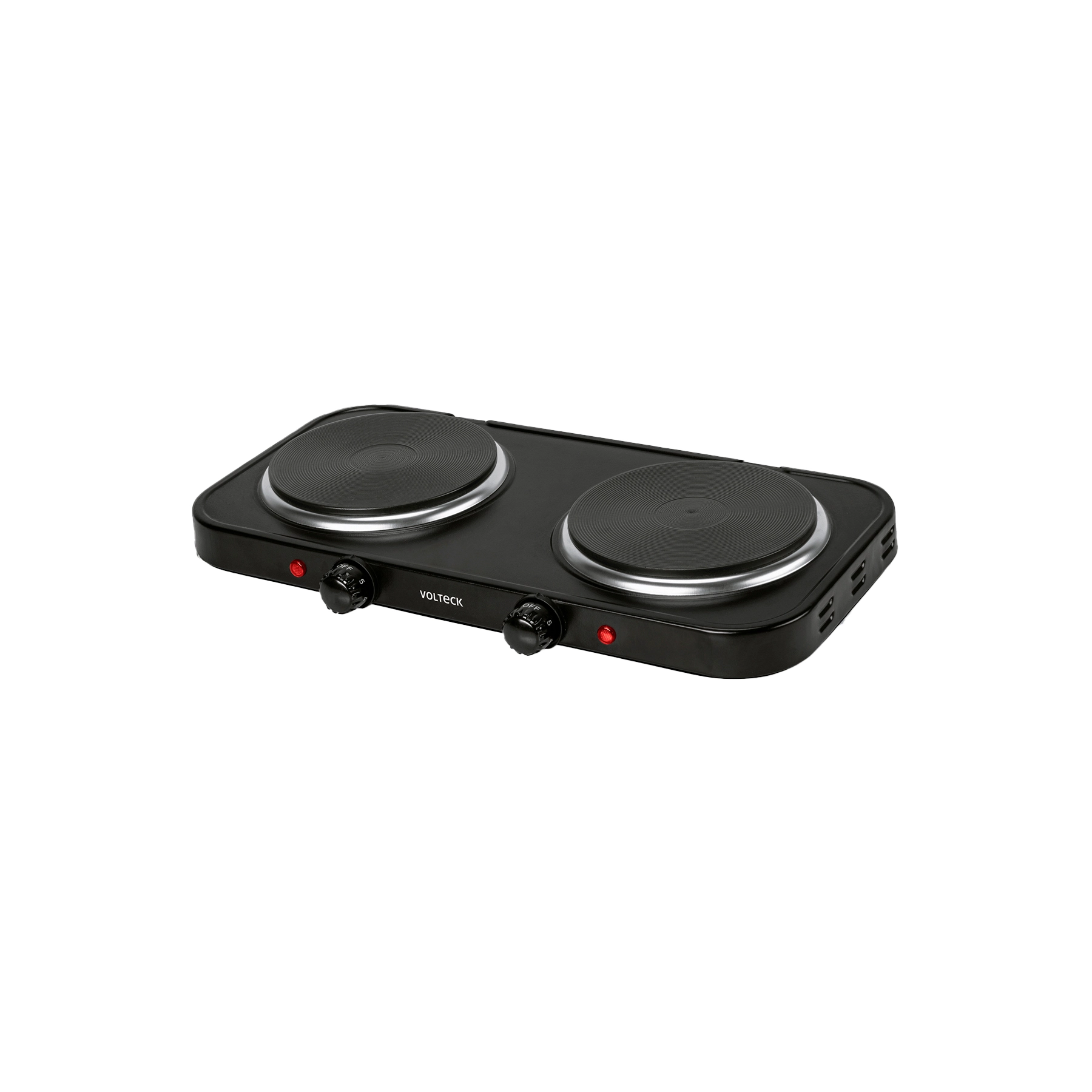 Parrilla eléctrica 2 quemadores de disco, negra, VOLTECK