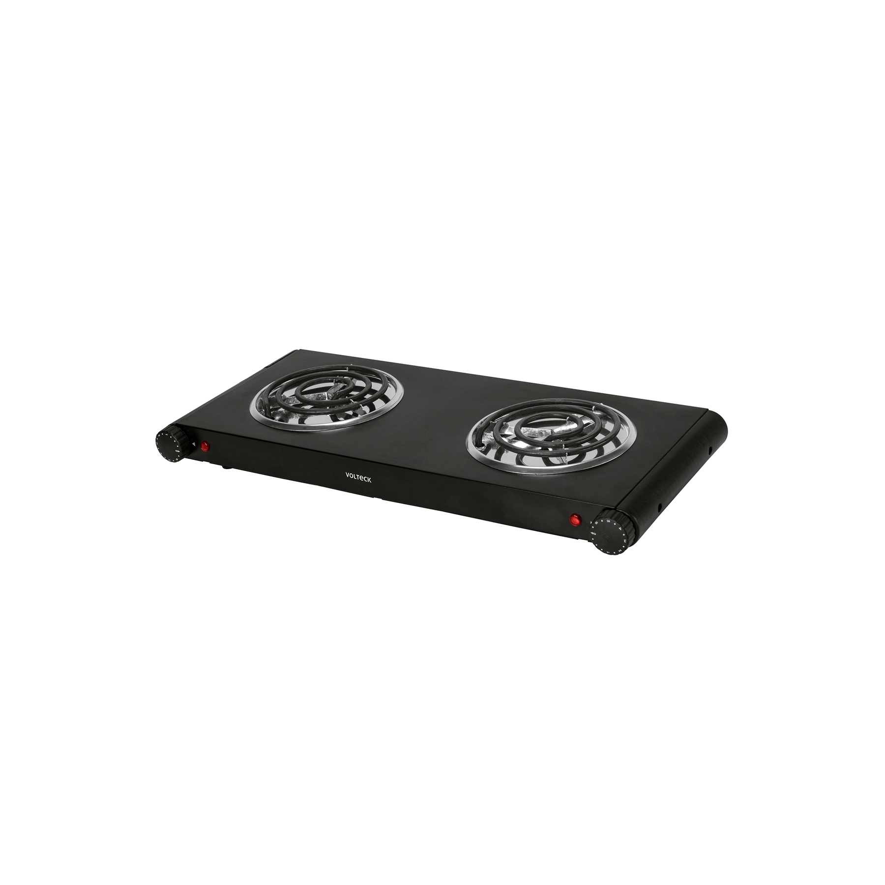 Parrilla eléctrica 2 quemadores en espiral, negra, VOLTECK