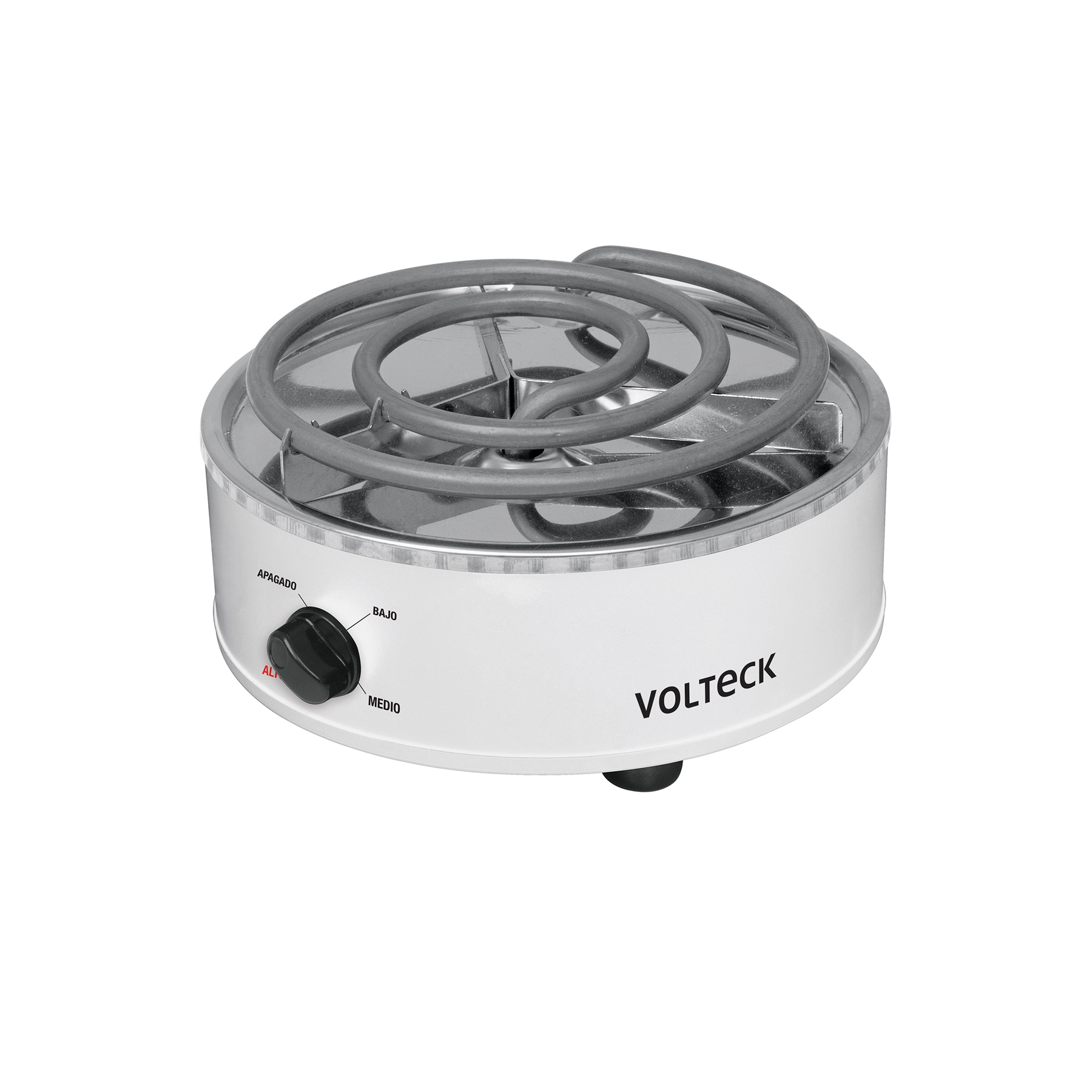 Parrilla eléctrica red. 1 quemador espiral, blanca, VOLTECK