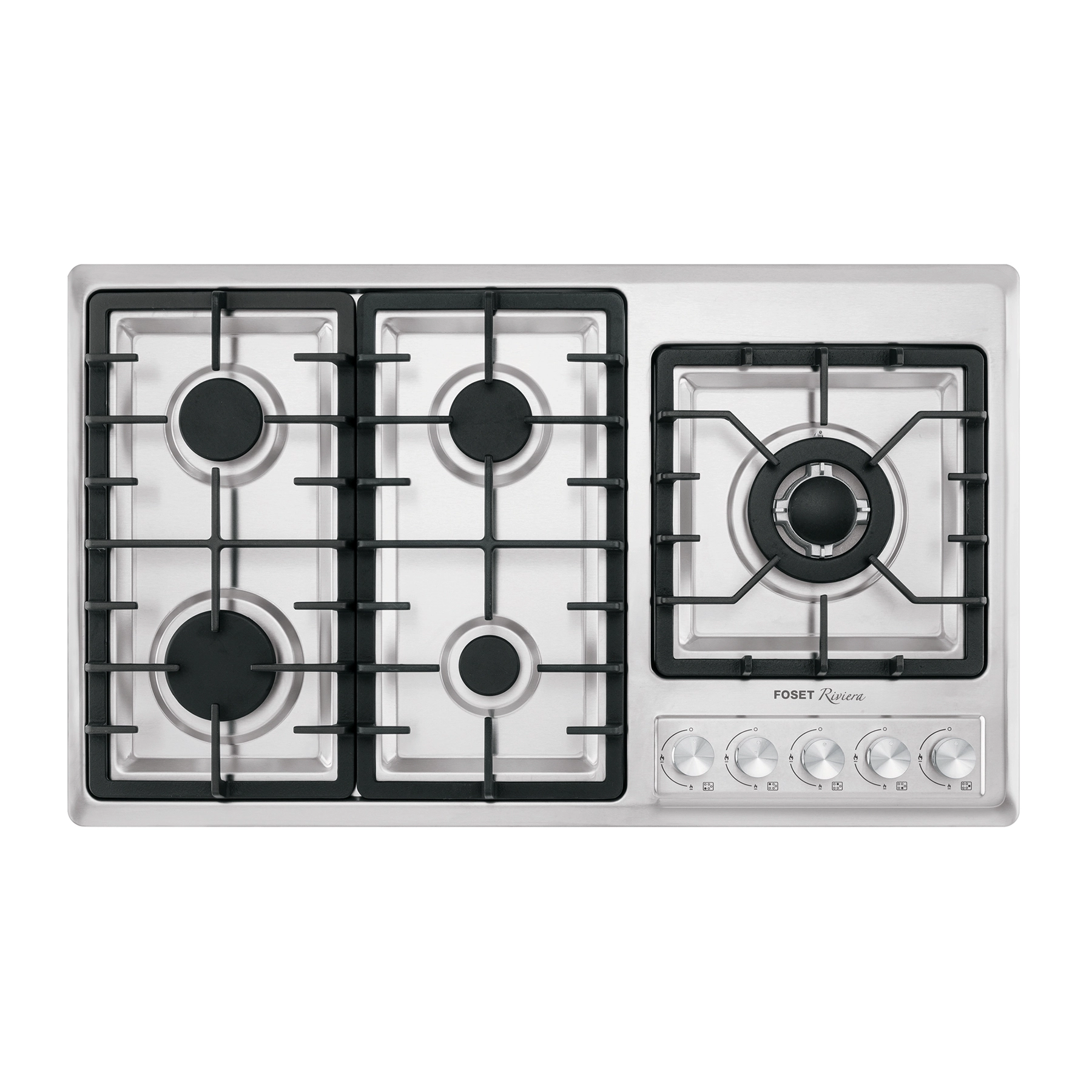 Parrilla gas empotrable 90cm, 5 quem, lateral, inox, RIVIERA
