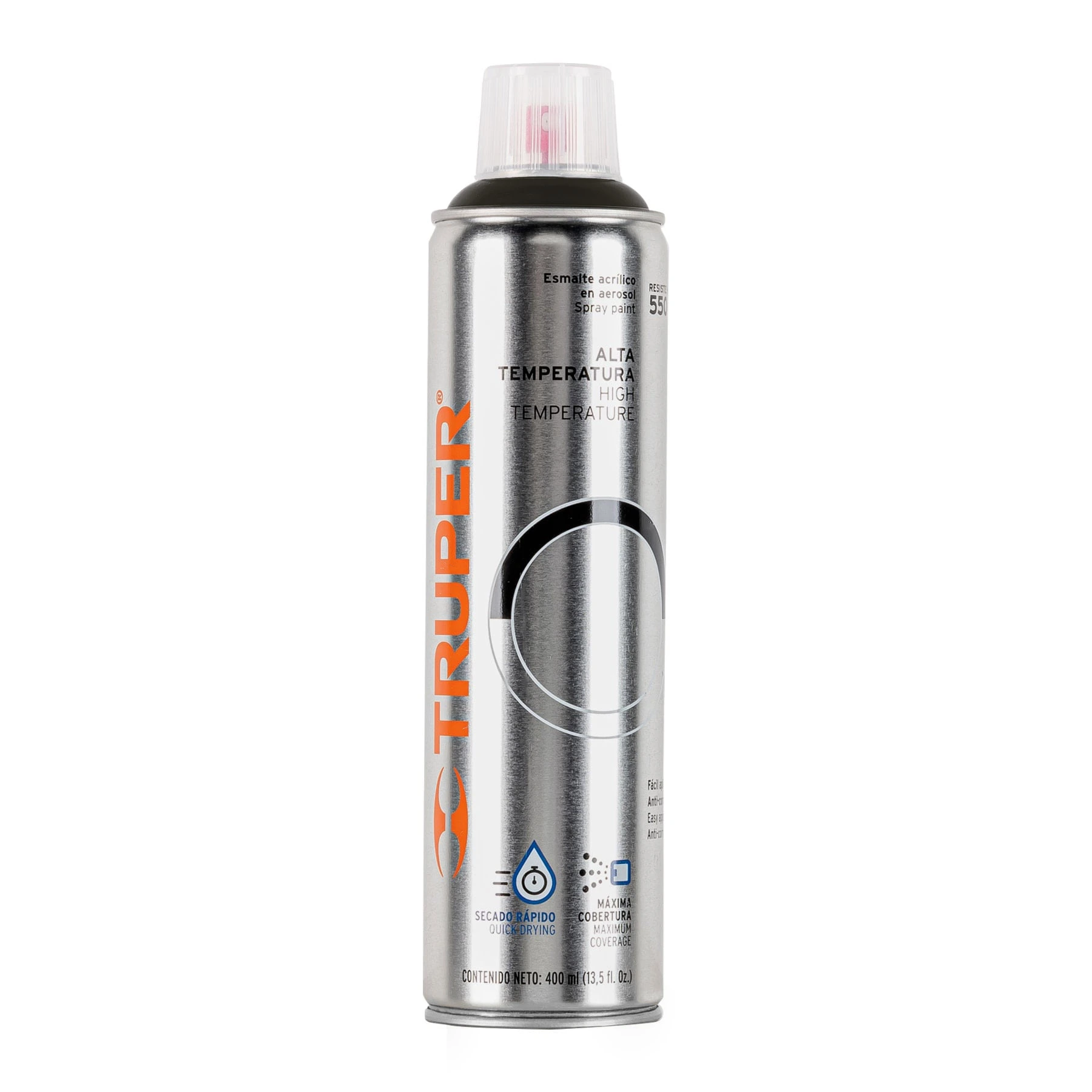 Pintura en aerosol alta temp. bote esbelto, negro, 400 ml