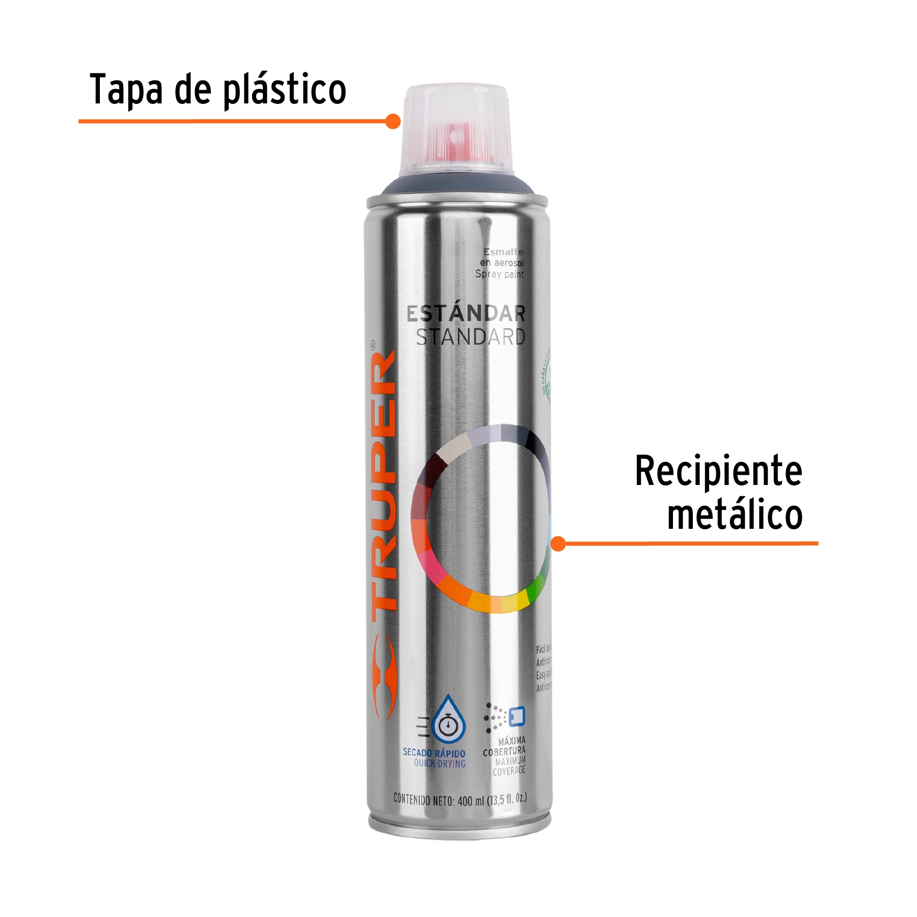 Pintura aerosol gris primario, bote esbelto 400 ml, TRUPER