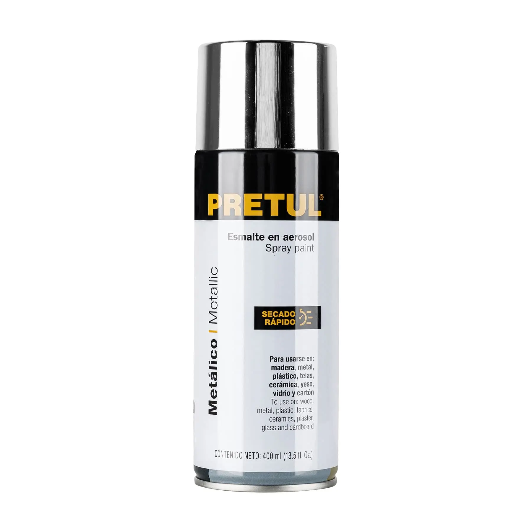 Pintura en aerosol metálica, cromo, 400 ml, PRETUL