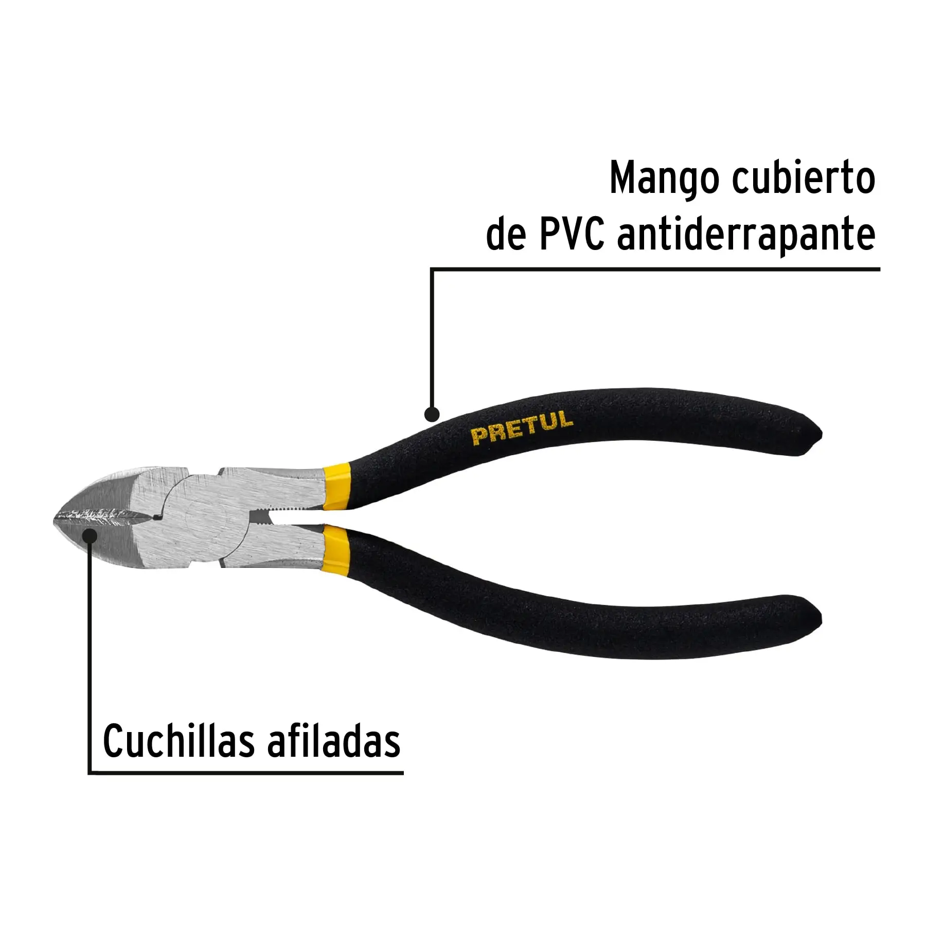 Pinza de corte diagonal 6' mango de PVC, PRETUL