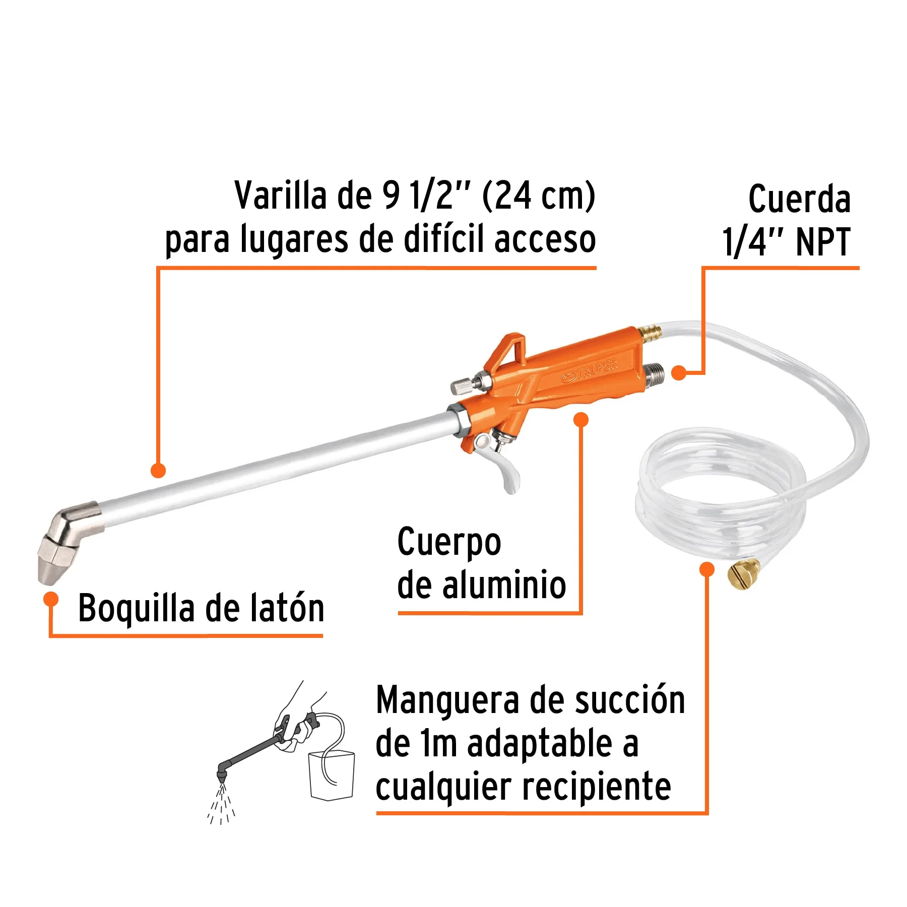 Pistola de aluminio para limpieza de máquinas, TRUPER