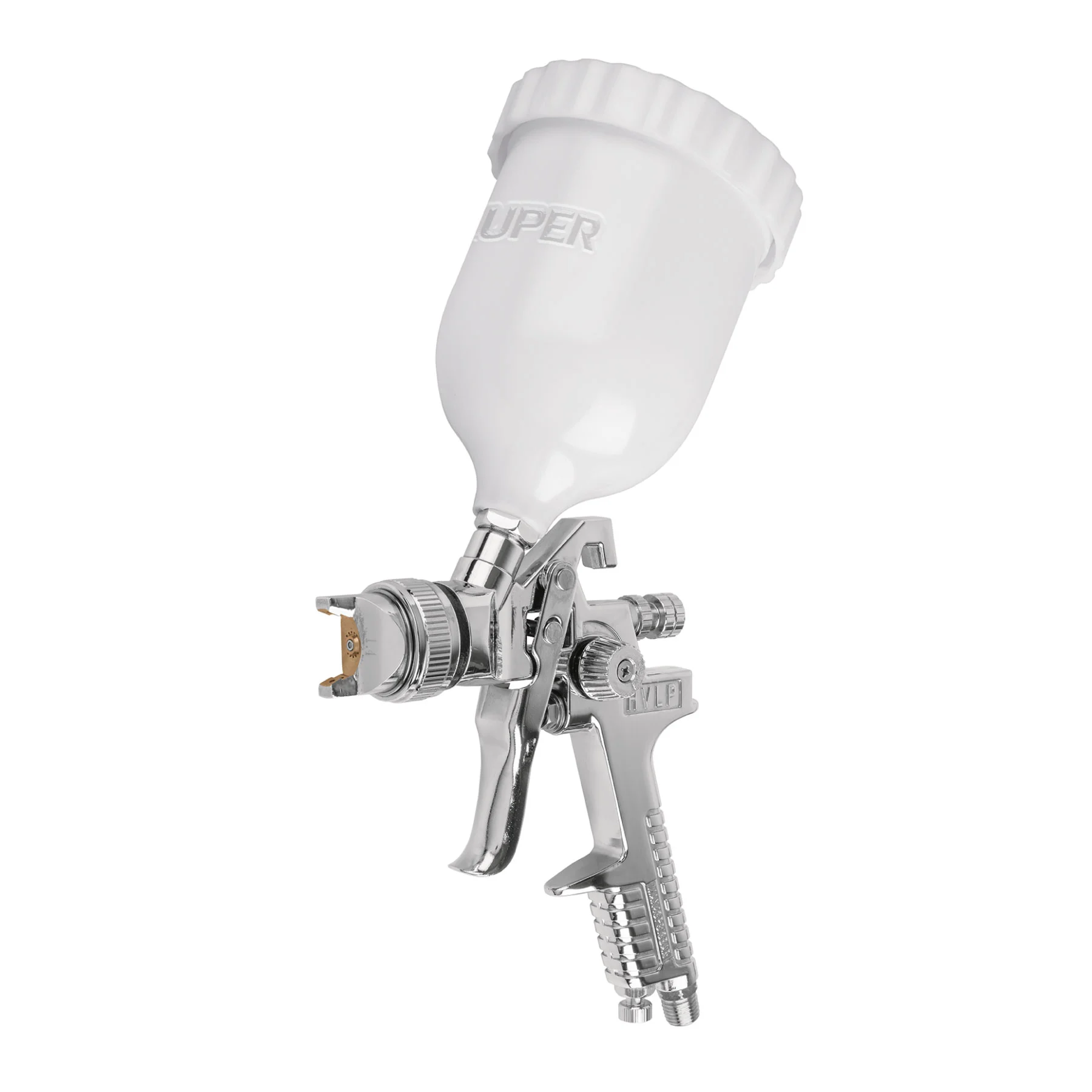 Pistola p/pintar gravedad HVLP vaso plástico, 1.4 mm, TRUPER