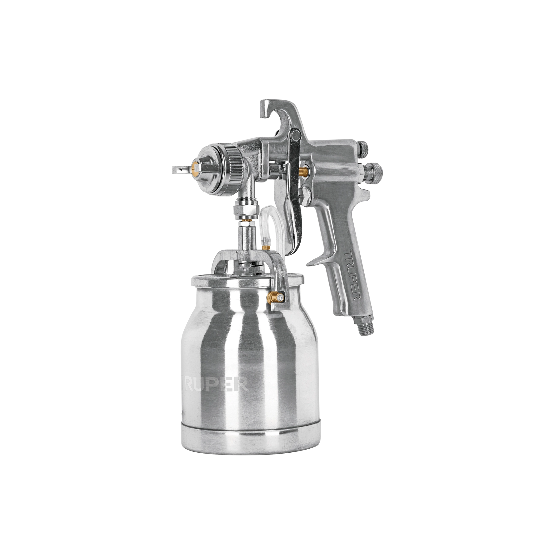 Pistola p/pintar succión HVHP vaso alum, 1.8mm, 2 vál TRUPER