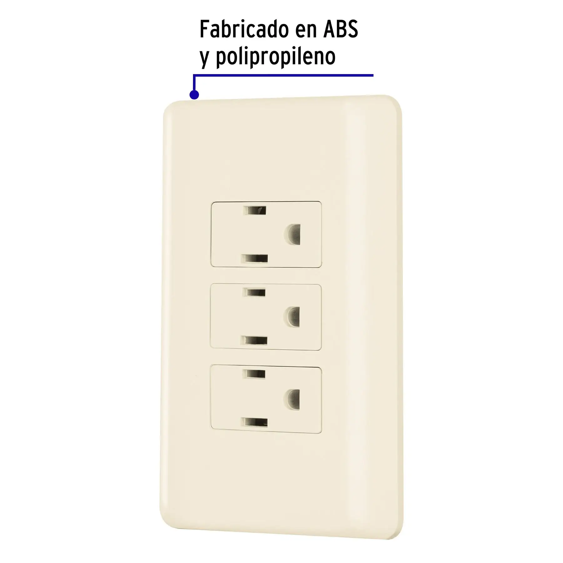 Placa armada 3 contactos aterrizados, marfil, VOLTECK
