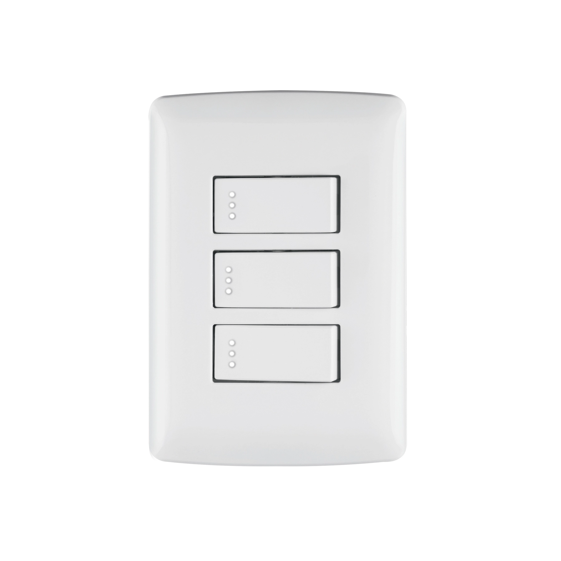 Placa armada 3 interruptores sencillos,blanco,línea Italiana