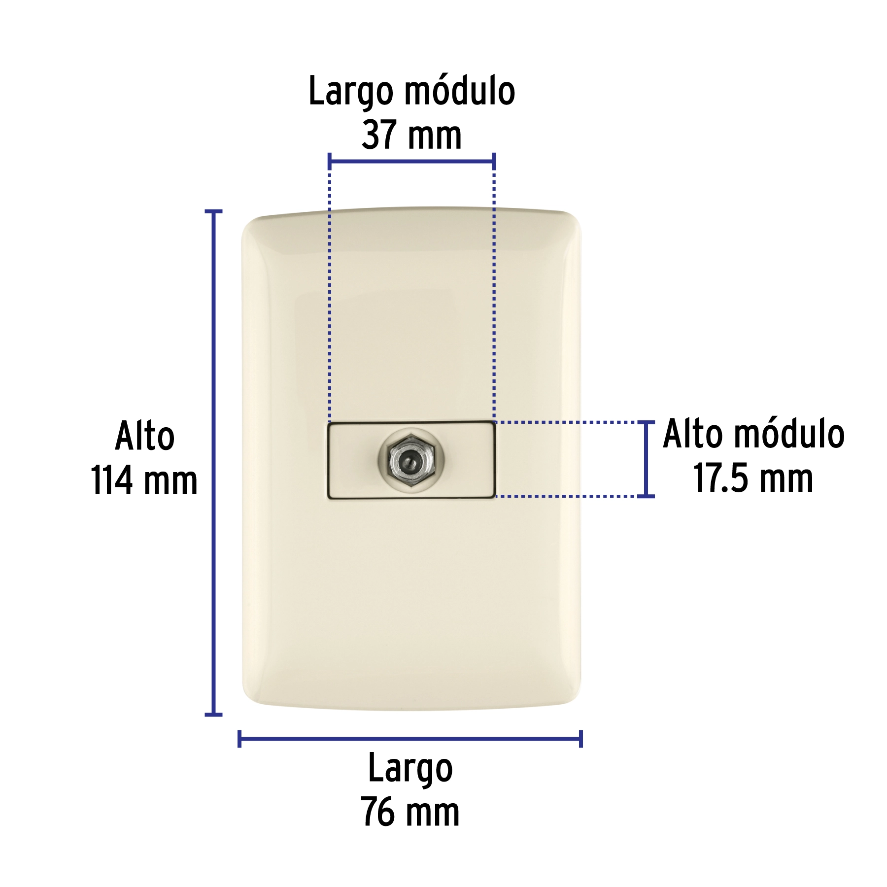 Placa armada con conexión para TV, marfil, línea Italiana